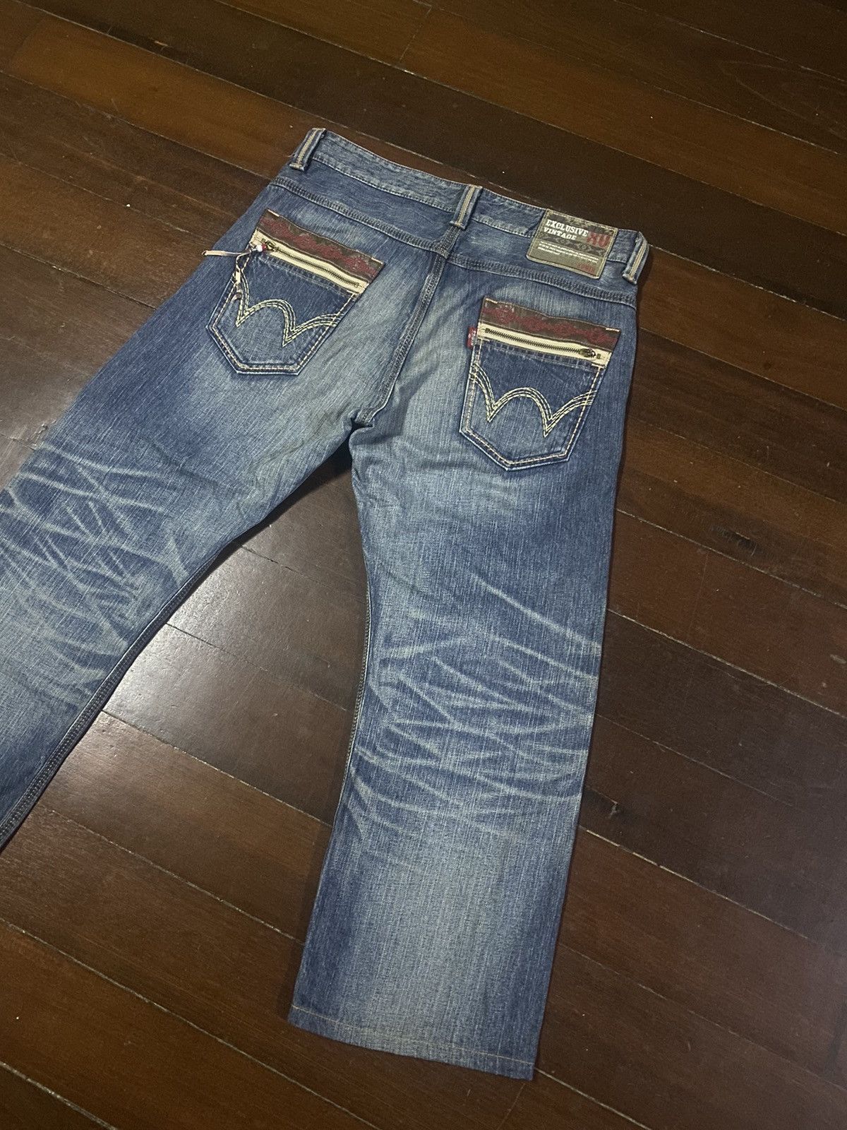 Ed Hardy × Edwin Fire design EDWIN exclusive vintage mud wash clawmark Size US 39 - 3 Thumbnail