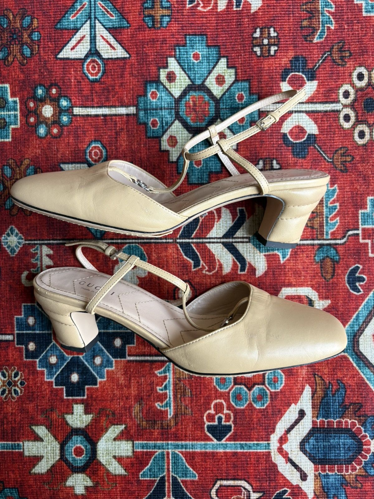 Gucci GUCCI Marmont T-Strap Leather Pumps Size US 8 / IT 38 - 3 Thumbnail