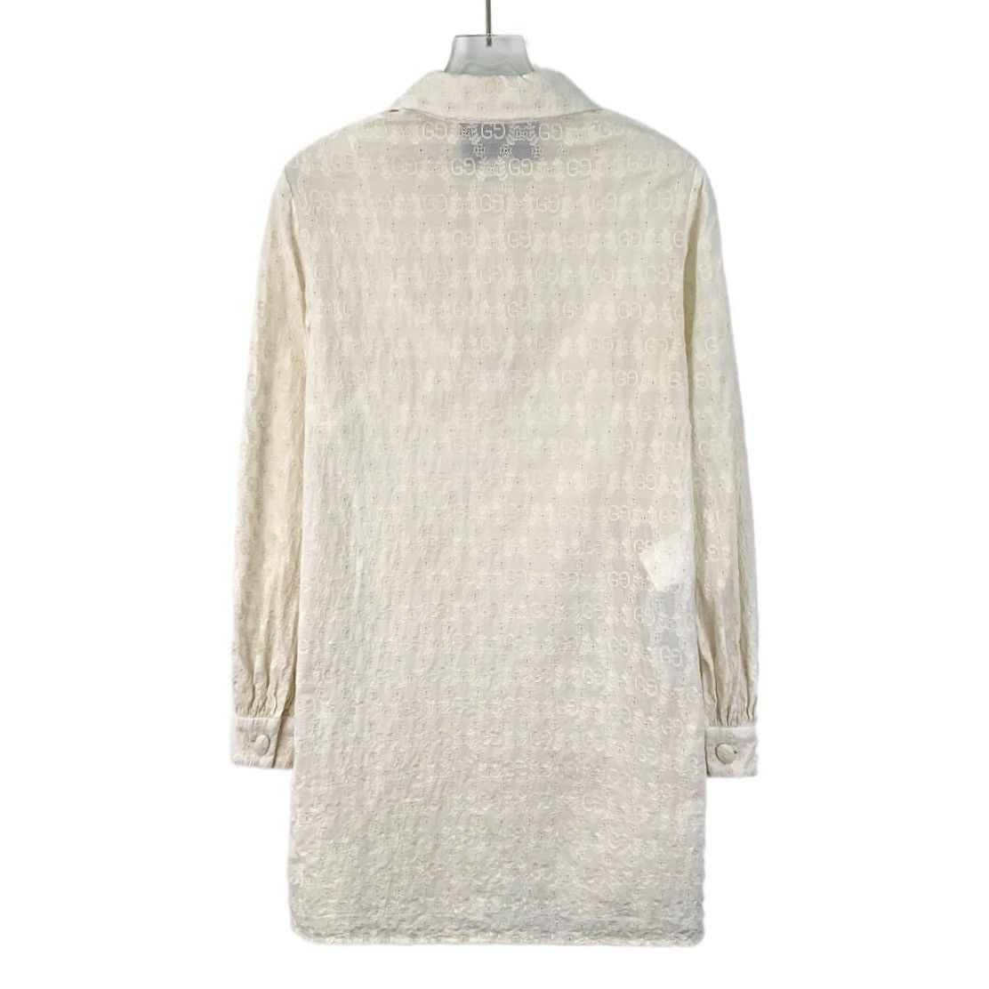 Gucci Gucci Beige Cotton Peter Pan Long Sleeve Shirt Dress K26WX Size XS / US 0-2 / IT 36-38 - 2 Thumbnail
