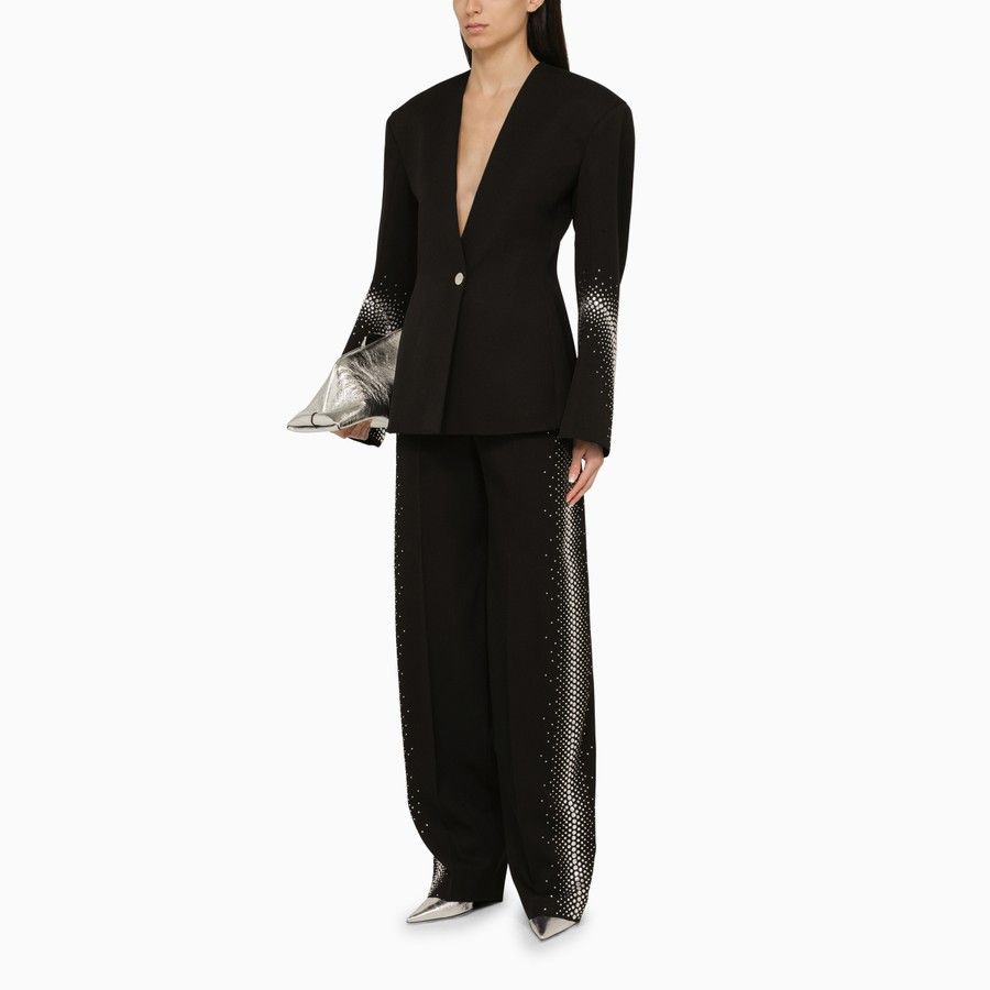 The Attico o1d2blof1024 Wool Jagger Trouser With Thermostrass in Black Size 28" / US 6 / IT 42 - 2 Thumbnail