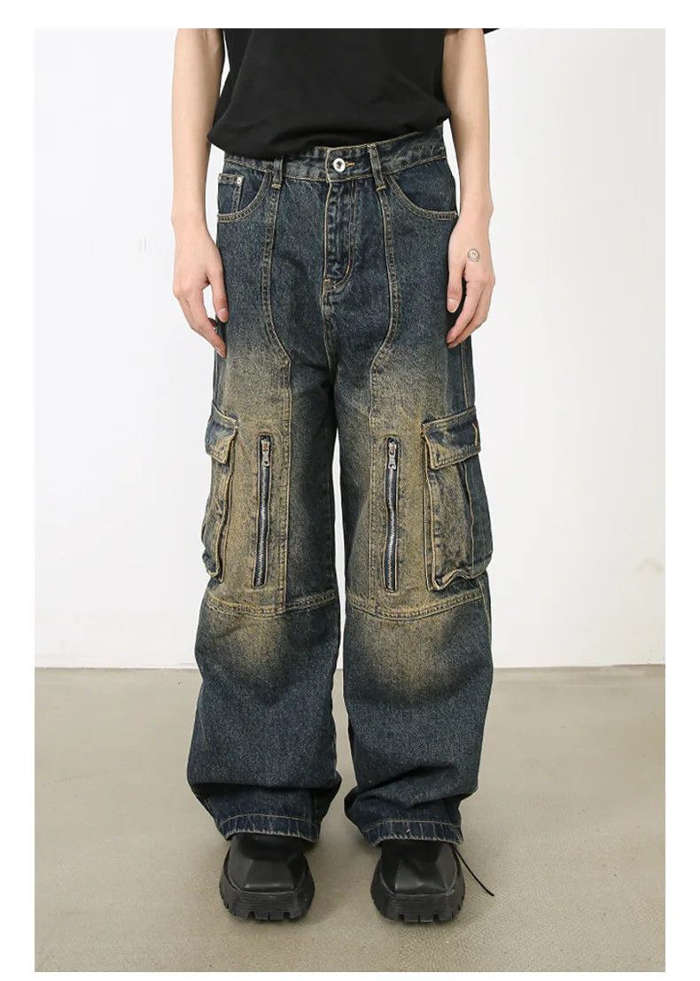 Japanese Brand × Vintage Baggy Washed Multi-Pocket Zipper Cargo Jeans Size US 30 / EU 46 - 1 Thumbnail