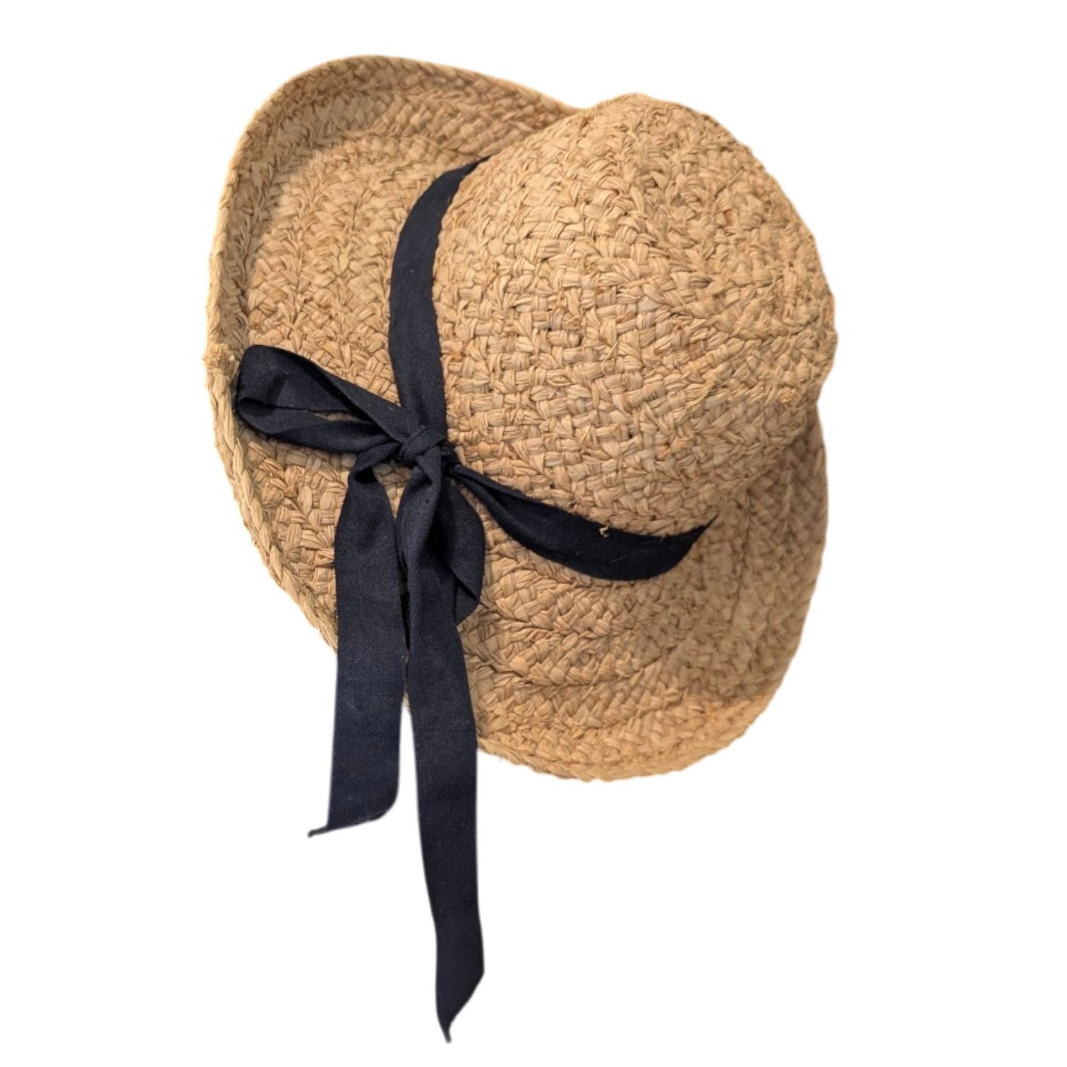L.L. Bean Vintage L.L. Bean Navy Bow Straw Raffia Vacation Sun Hat Size ONE SIZE - 2 Thumbnail