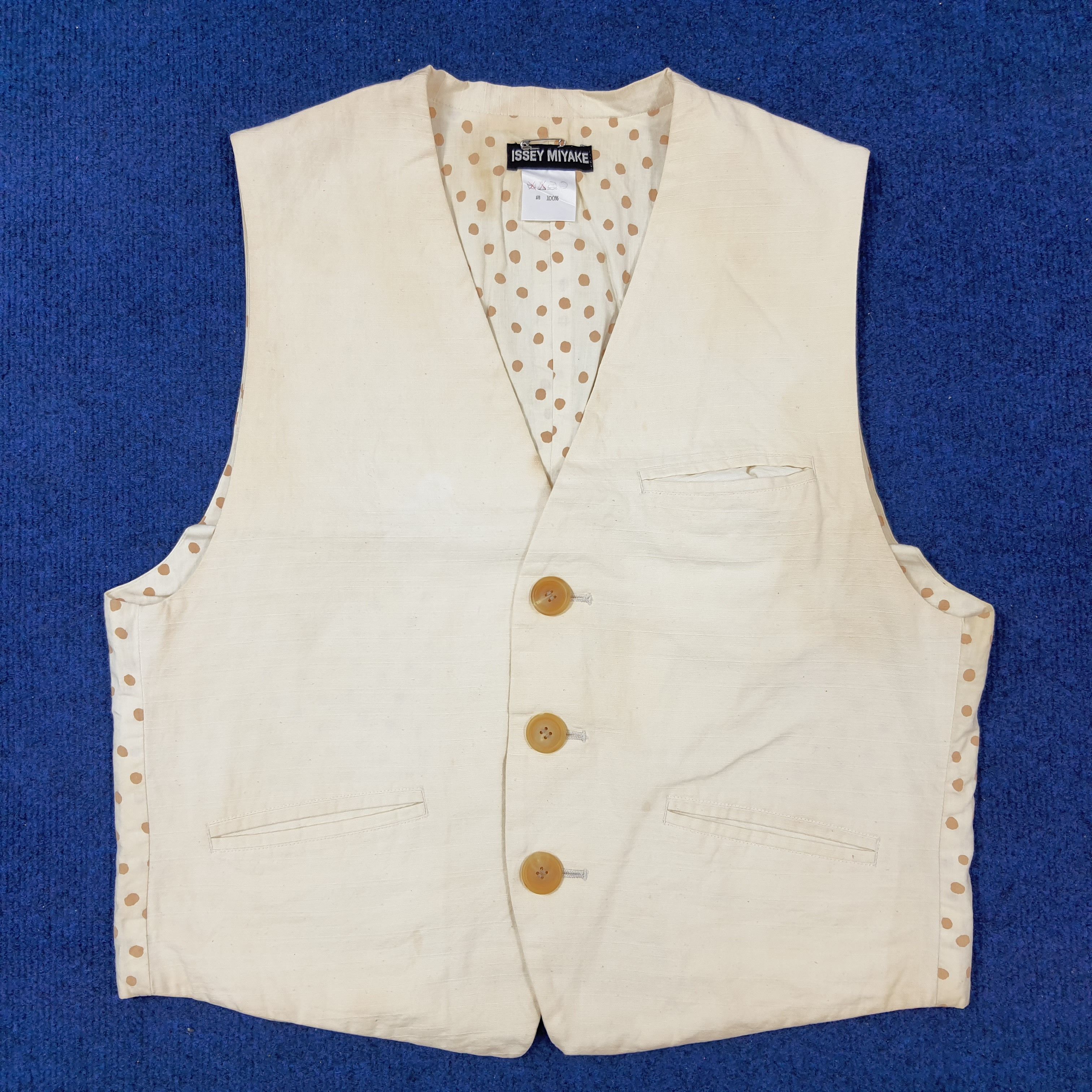 Issey Miyake × Japanese Brand × Vintage Vintage Issey Miyake Japan Designer Brand Polka Dot Vests Size US M / EU 48-50 / 2 - 1 Thumbnail