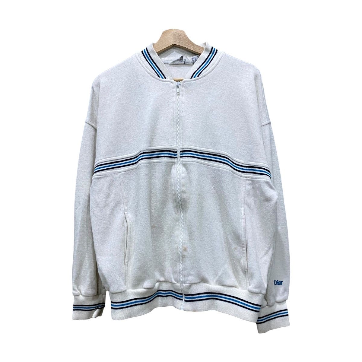Christian Dior Monsieur Vintage Christian Dior Monsieur Striped Track Jacket White Size US XL / EU 56 / 4 - 1 Thumbnail