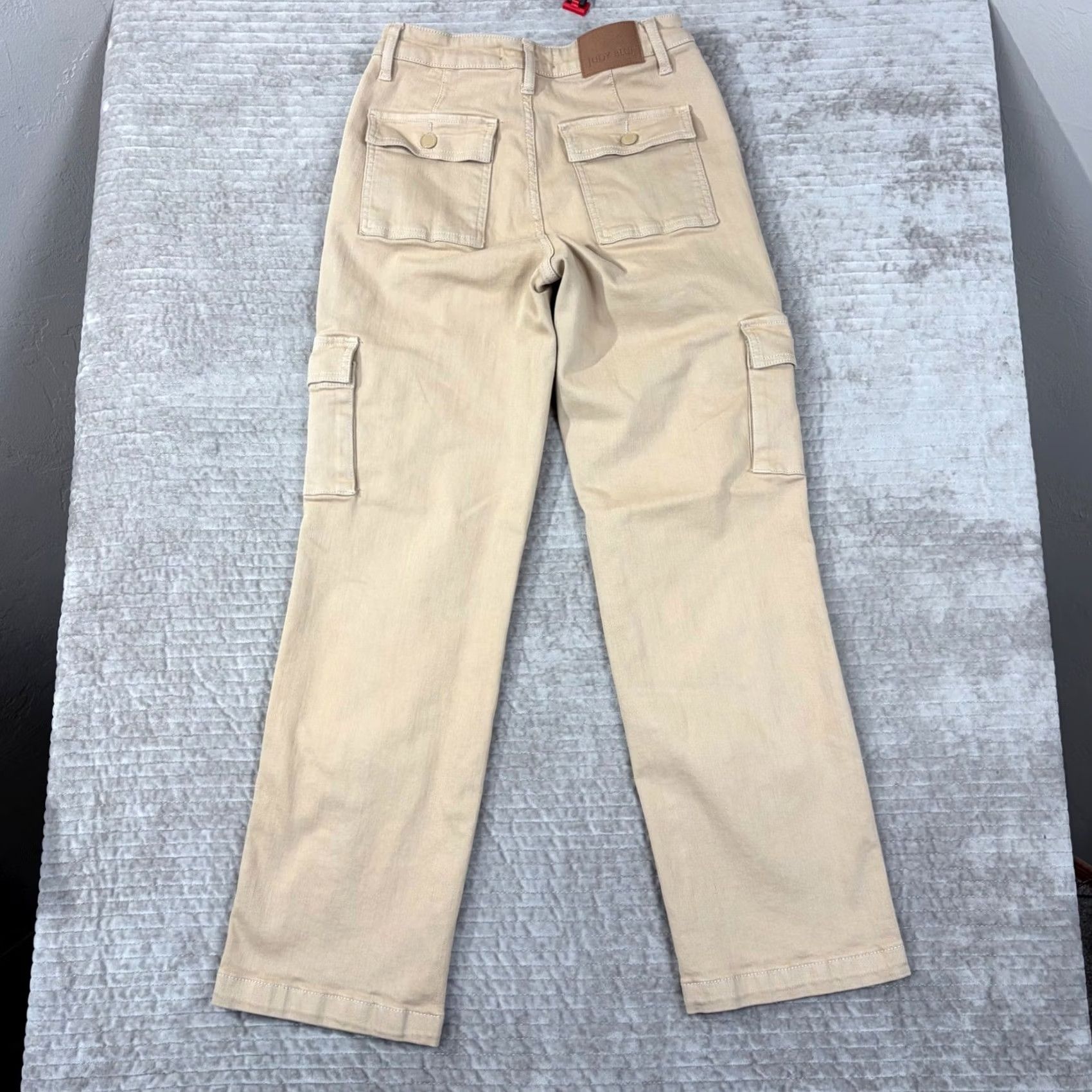 Vintage Judy Blue Jeans Tan Khaki Cargo Straight Leg High Rise 5 28 Inseam 29 Womens XS-Adult? No Size 5 Reg JS? Size 27" / US 4 / IT 40 - 2 Thumbnail