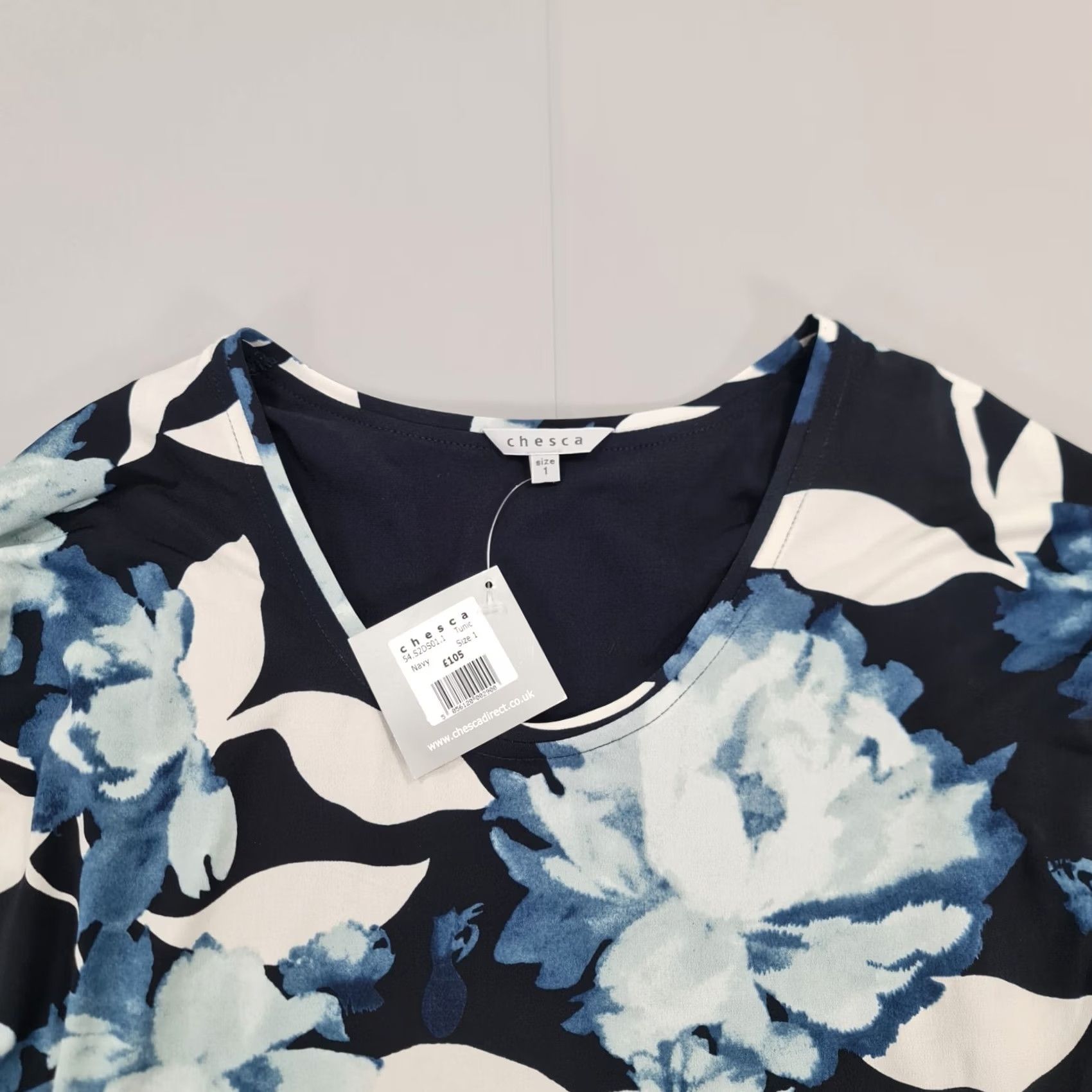 Vintage Chesca Womens Blouse Navy Blue Size 1 Tunic Floral 12-14 UK Size XL / US 12-14 / IT 48-50 - 2 Thumbnail
