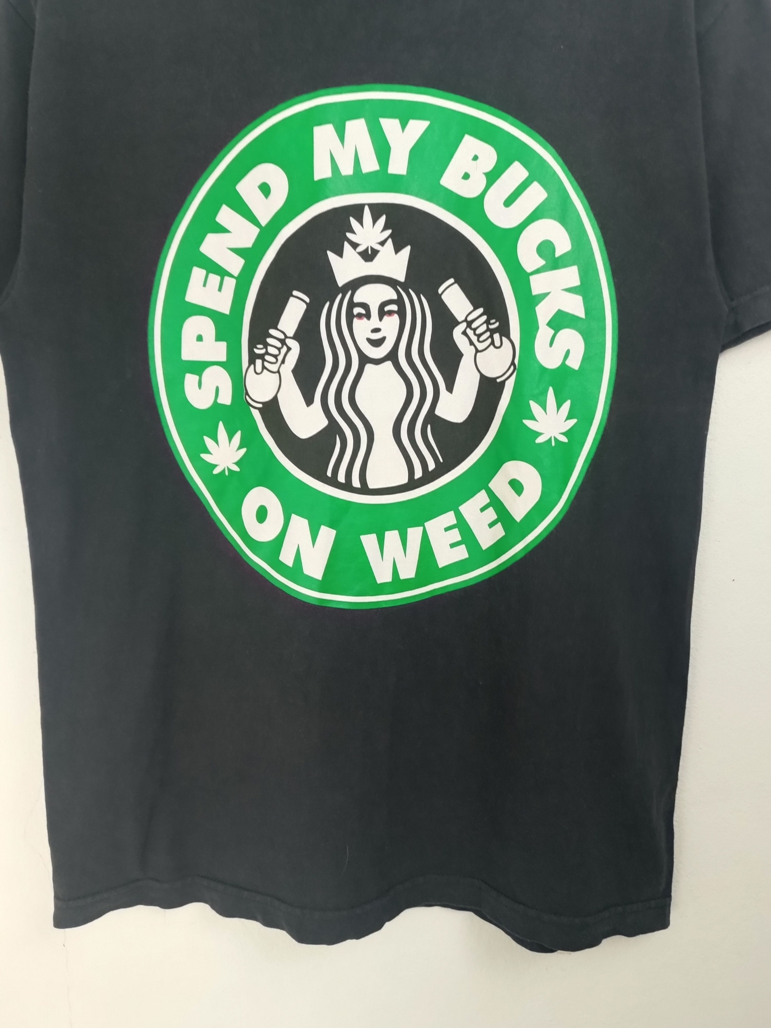 Vintage VINTAGE Y2K SPEND MY BUCKS ON WEED STARBUCKS PARODY TEE Size US M / EU 48-50 / 2 - 5 Thumbnail