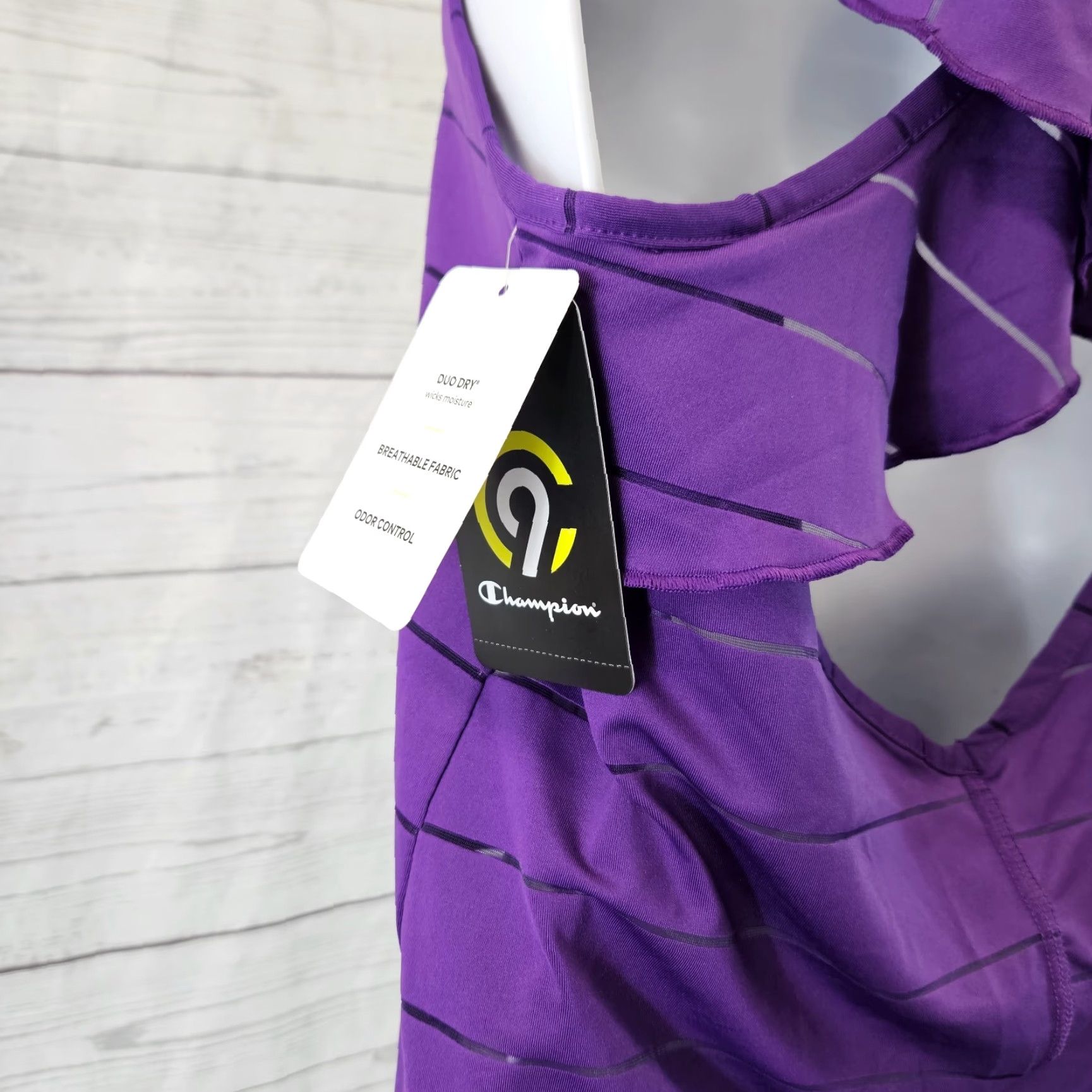 Champion Champion Womens Tank Top XS Purple Stripe Scoop Neck Sleeveless Pullover Activewear Women Tank Colored Purple Stripe XS) Size XS / US 0-2 / IT 36-38 - 4 Thumbnail