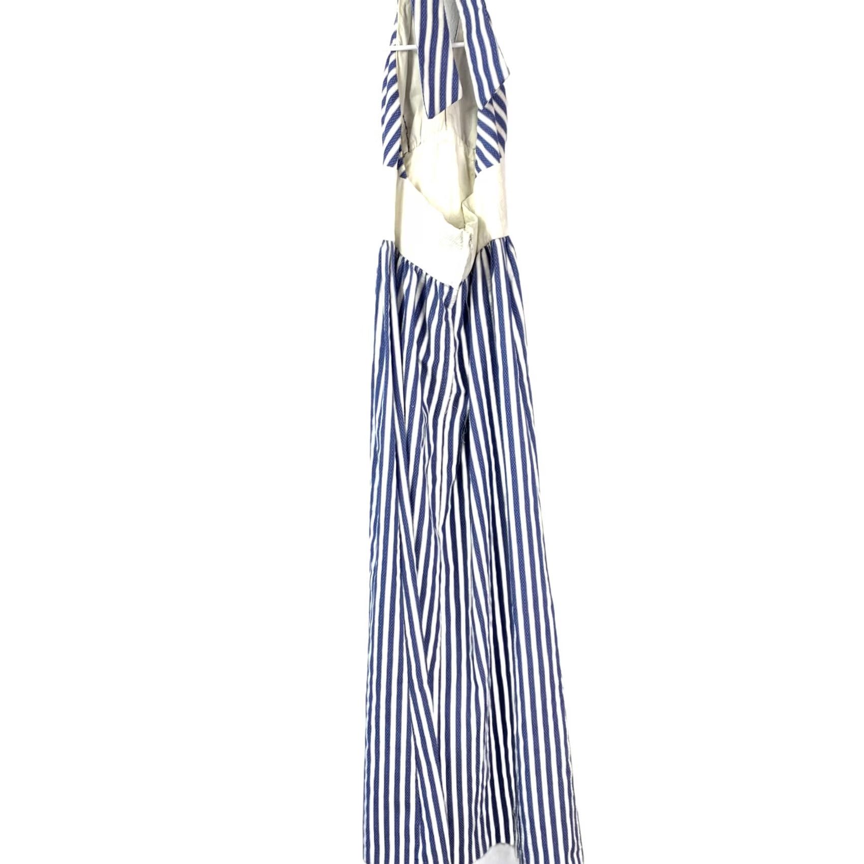 Vintage VINTAGE Blue White Stripe Halter Maxi Dress A-Line Tea Party Summer Women XS Summer Beach Nautical Vintage Tea Party Womens Sleeveless Halter Dress Size XS / US 0-2 / IT 36-38 - 5 Thumbnail