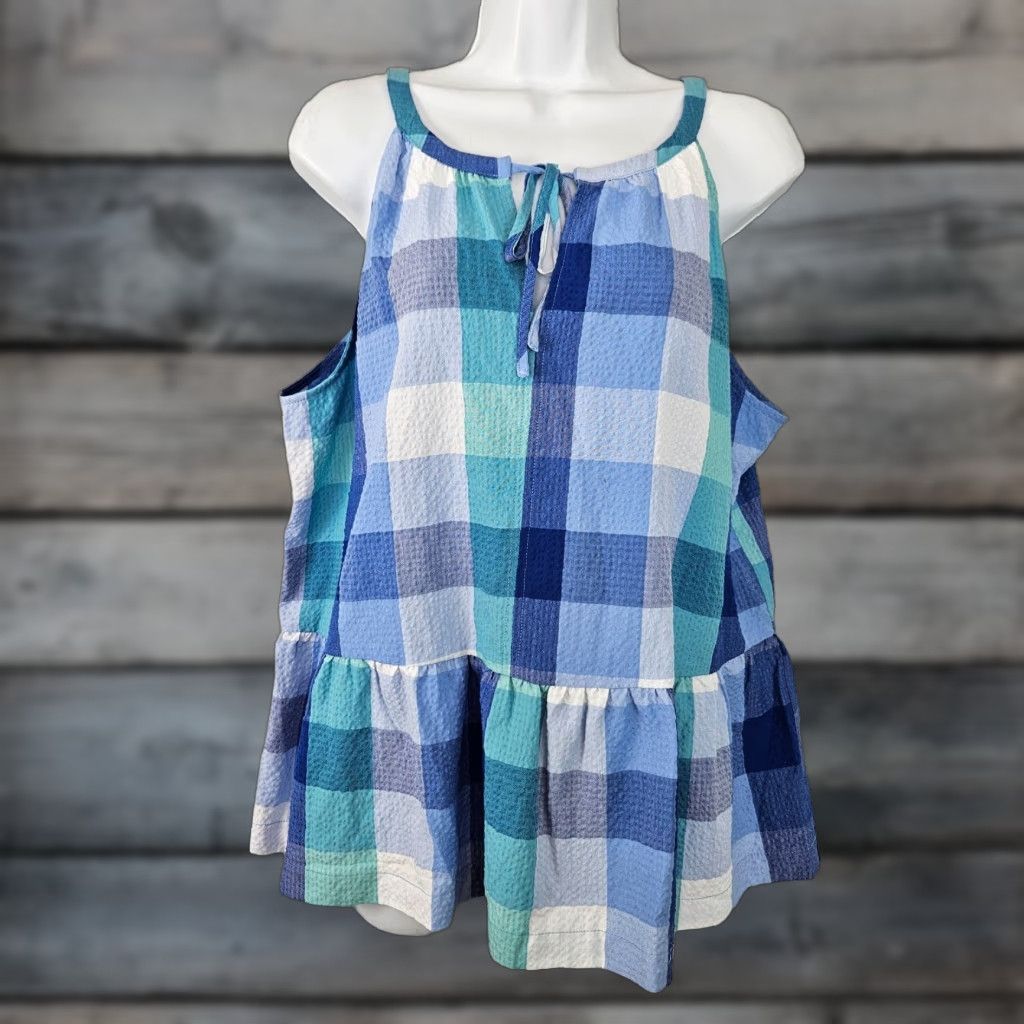 Loft **Ann Taylor LOFT Women's XL Blue Checkered Rayon Blouse** User: Ann Taylor LOFT Women's XL Blue Checkered Rayon Blouse Size XL / US 12-14 / IT 48-50 - 1 Thumbnail