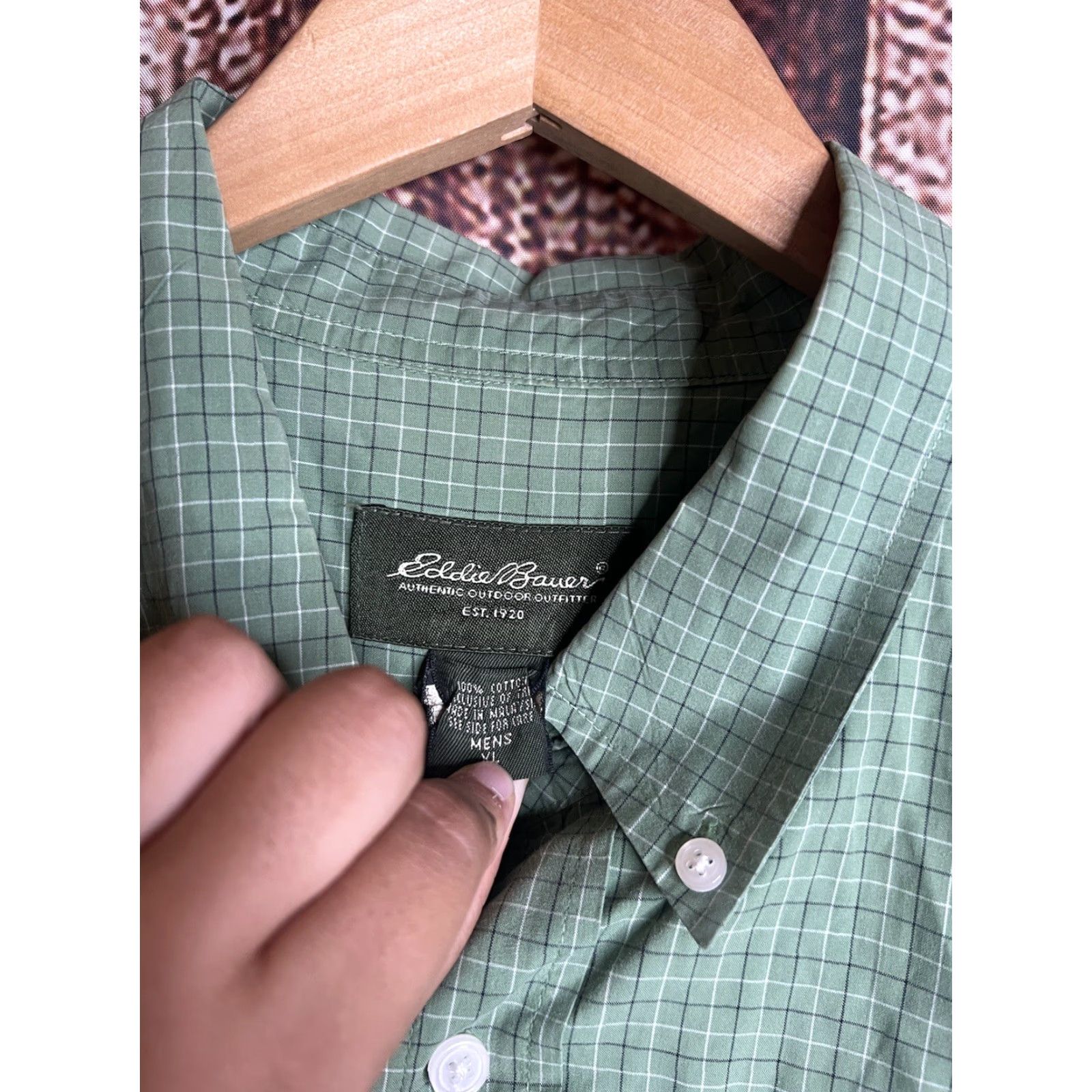 Eddie Bauer Eddie Bauer Shirt Mens XL Long Sleeve Green Plaid Lightweight Pocket Button-Up Knit Cotton Regular Seasonal Outdoors Mens Size US XL / EU 56 / 4 - 2 Thumbnail