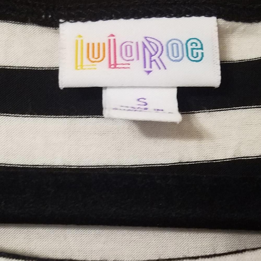 Designer Lularoe Striped Black and White Dress with Red Accents Small Size S / US 4 / IT 40 - 3 Thumbnail