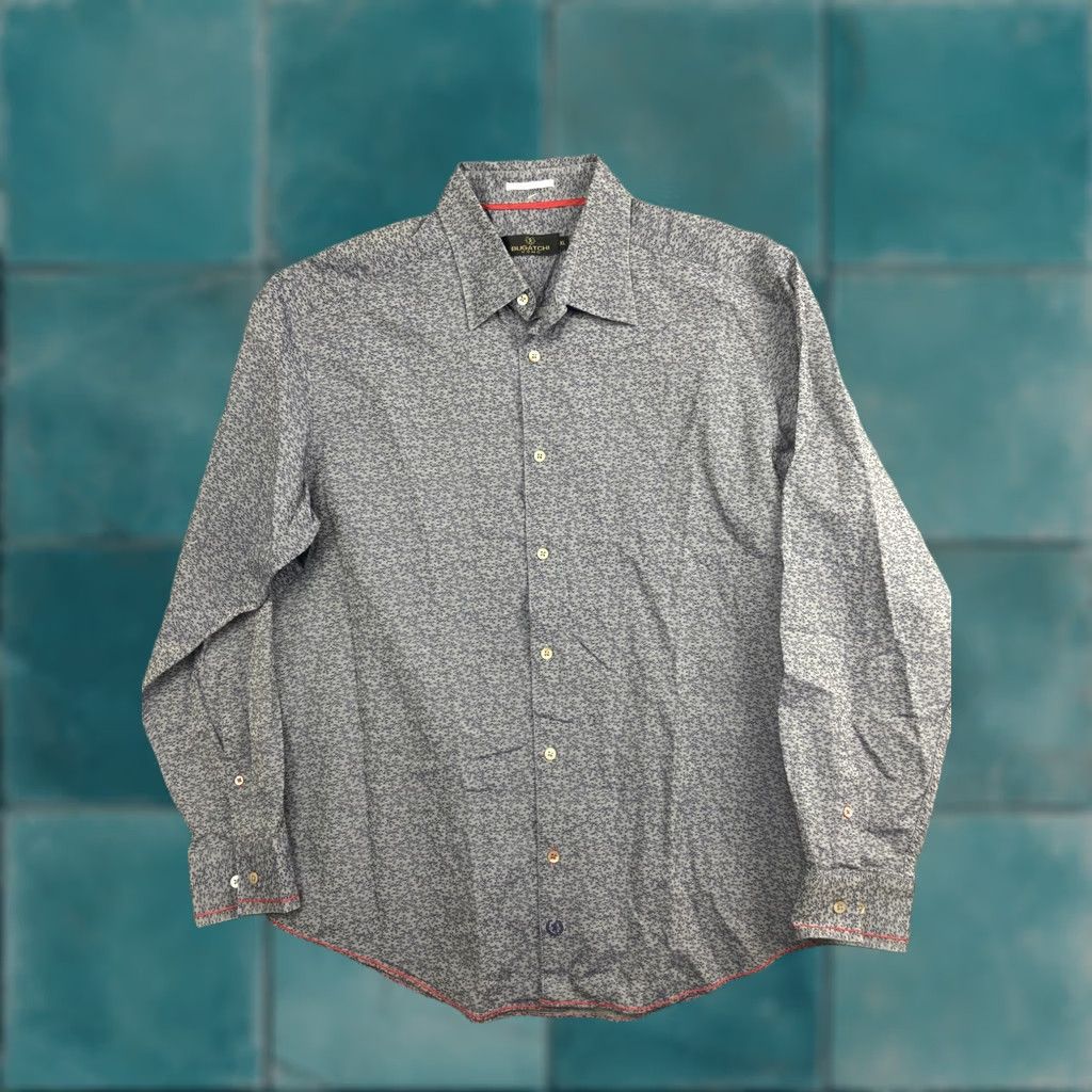 BUGATCHI Bugatchi ShirtMens XL Gray Floral Long Sleeve Button Front Cotton Casual Size US XL / EU 56 / 4 - 1 Thumbnail