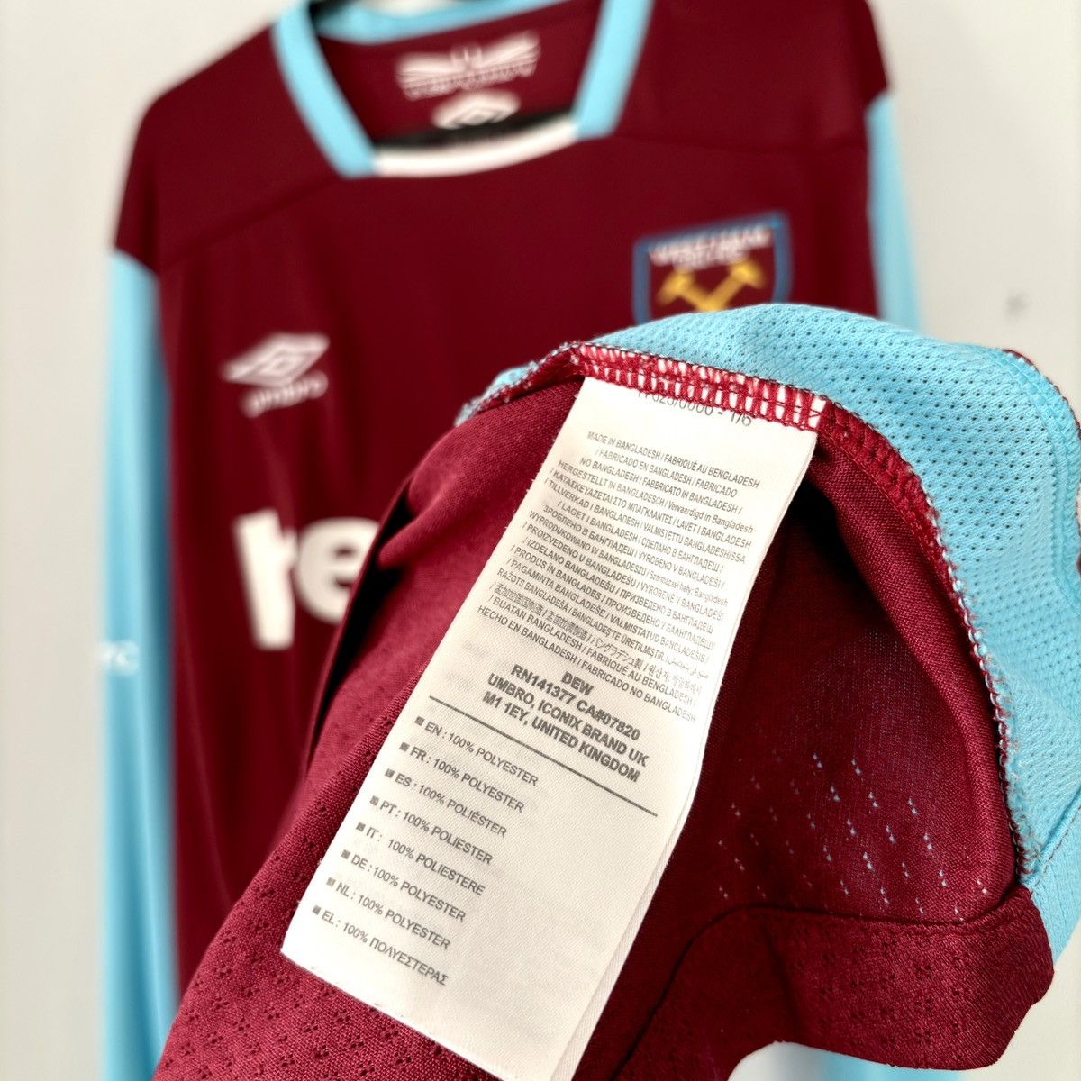 Umbro 2016 2017 West Ham Umbro Long Home Kit Soccer Jersey Shirt Size US XL / EU 56 / 4 - 5 Thumbnail