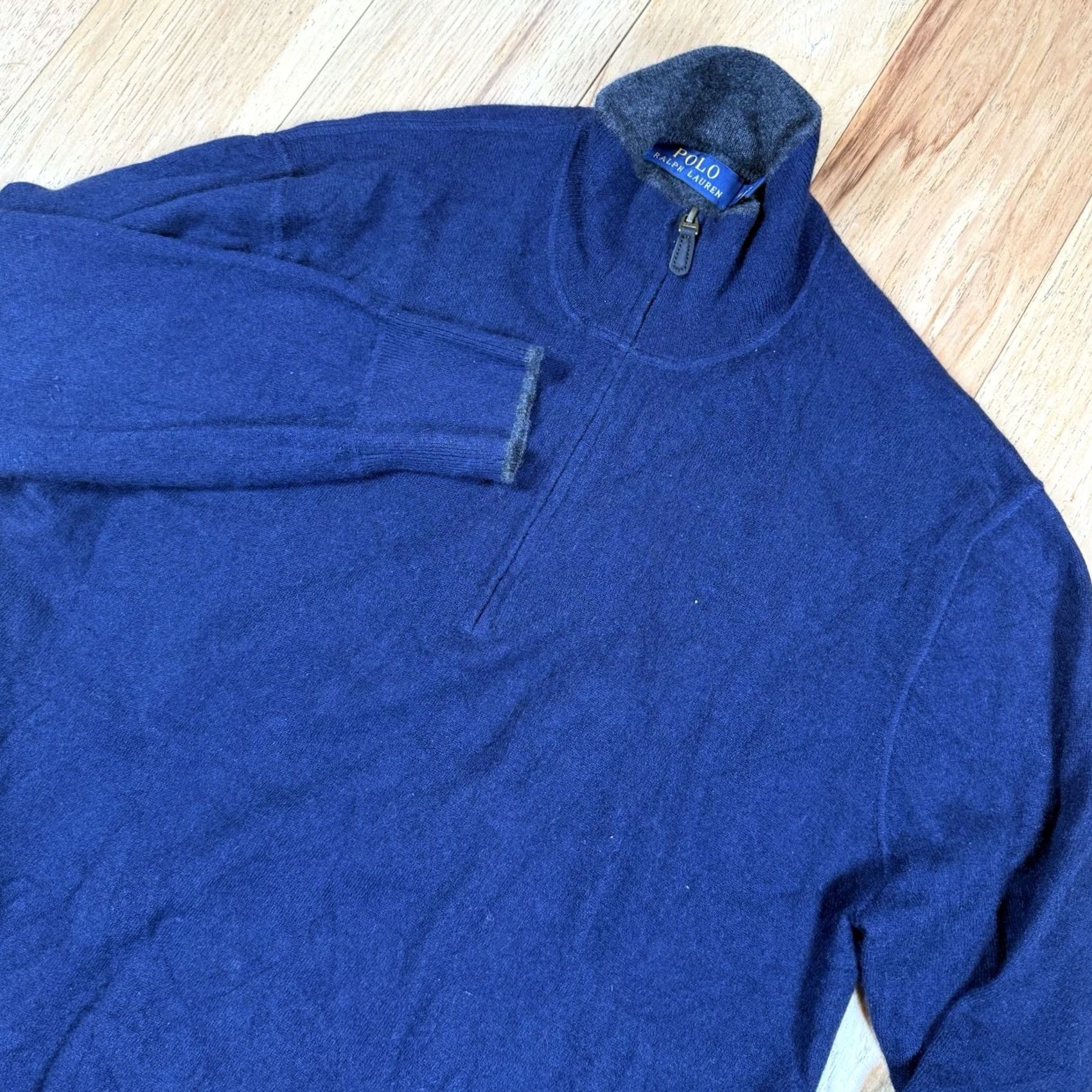 Ralph Lauren Ralph Lauren Sweater Polo Mens Medium Blue Cashmere Half Zip Pullover Casual Mens Size US M / EU 48-50 / 2 - 2 Thumbnail