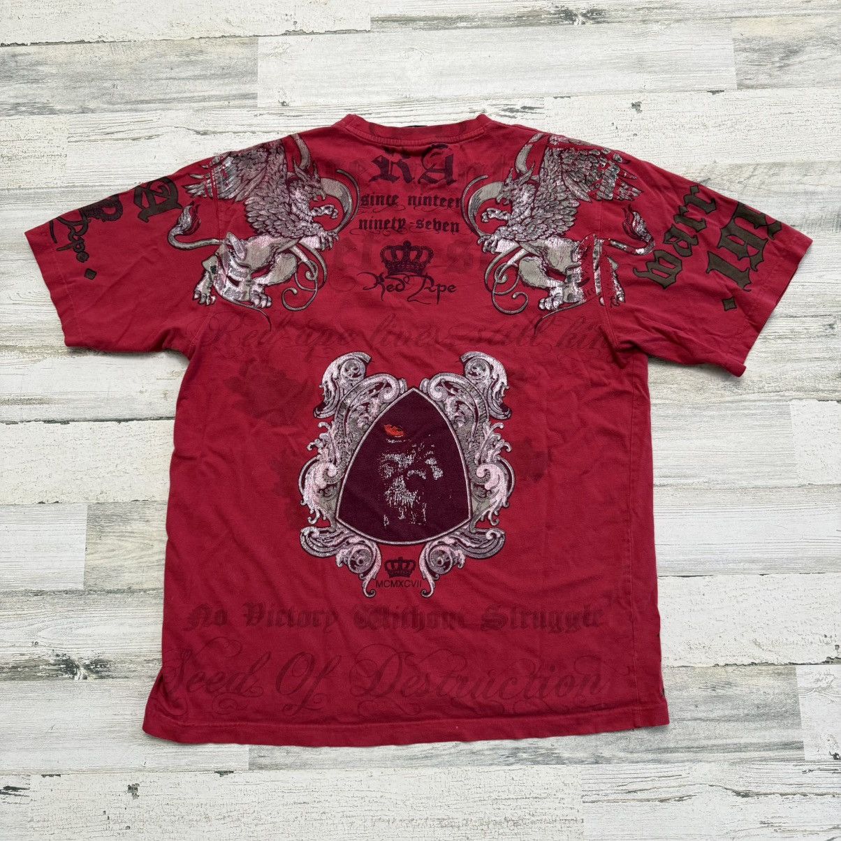 Vintage Y2K Affliction Style Red Ape All Over Print T-Shirt L Wings Size US L / EU 52-54 / 3 - 6 Thumbnail