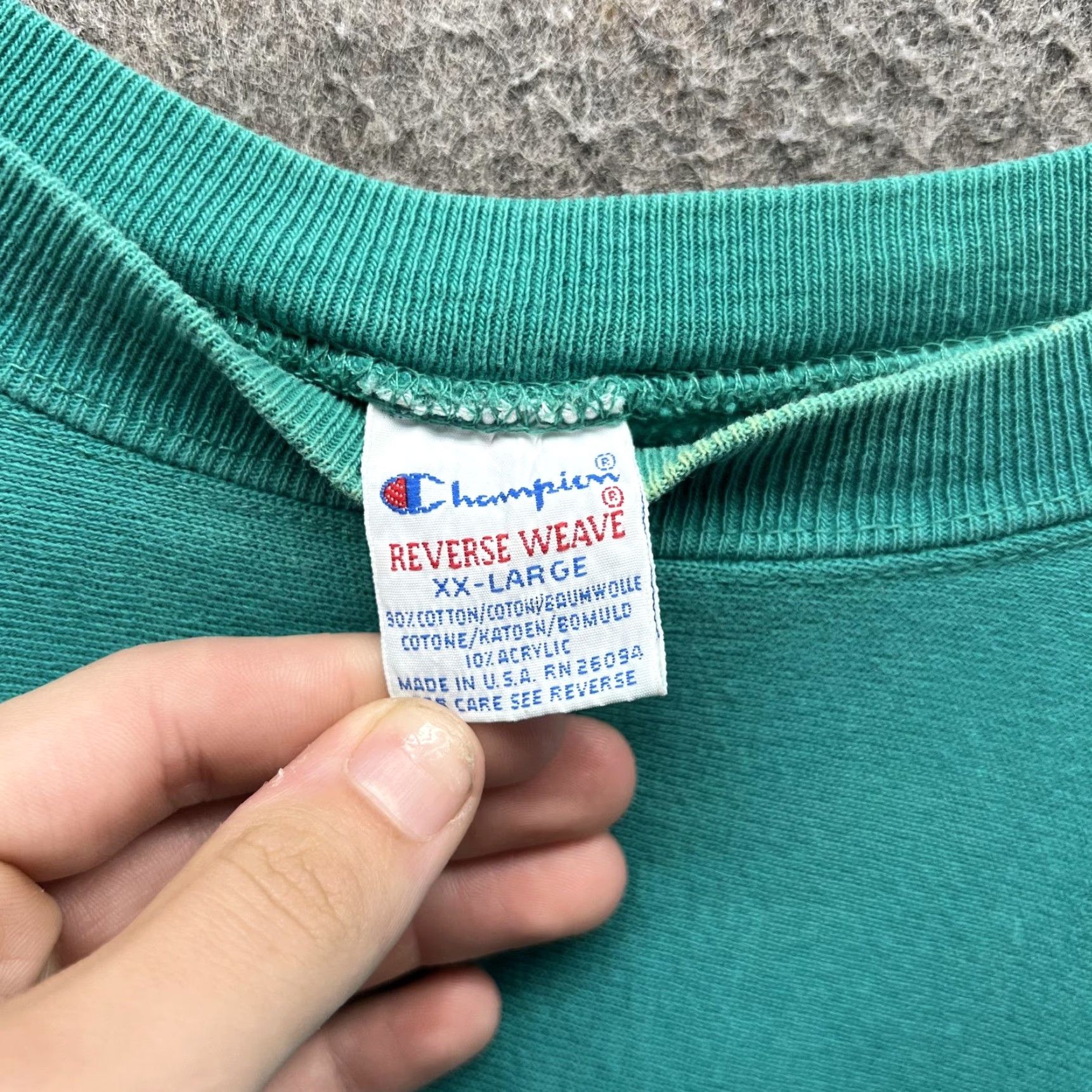 Champion VINTAGE Champion Reverse Weave Sweatshirt Mens 2XL Teal Crewneck Blank USA Sweatshirt Size US XXL / EU 58 / 5 - 2 Thumbnail