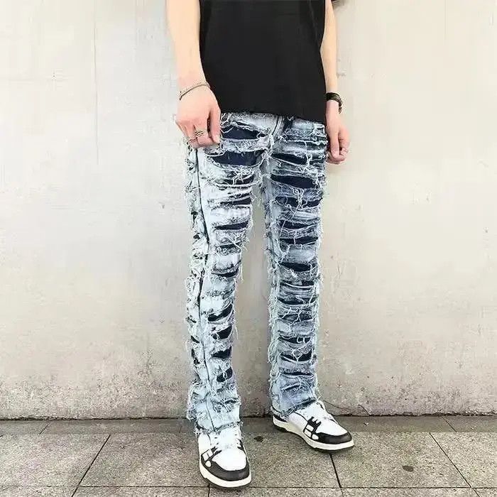 Japanese Brand Skinny Denim Jeans Heavy Destruction Ripped Size US 30 / EU 46 - 4 Thumbnail