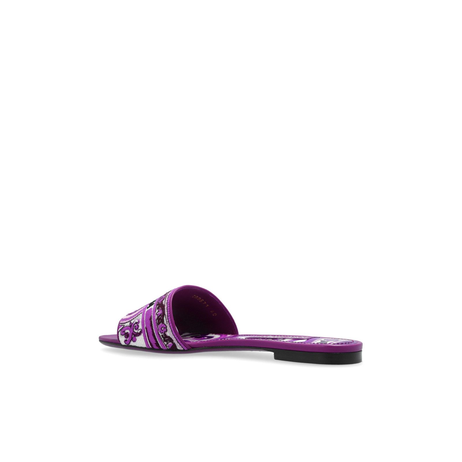 DOLCE&GABBANA Majolica Purple White Slides New & Authentic (