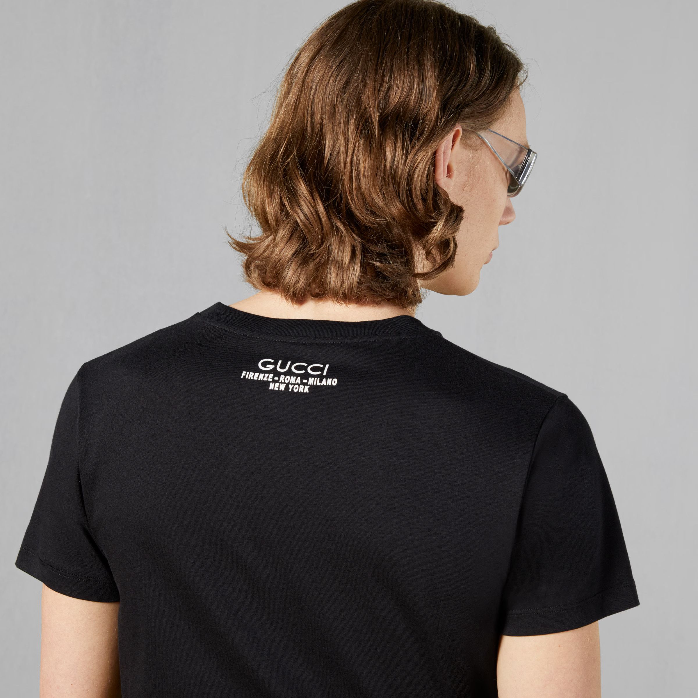Gucci GUCCI T SHIRT BLACK GG MONOGRAM LOGO WHITE 761525