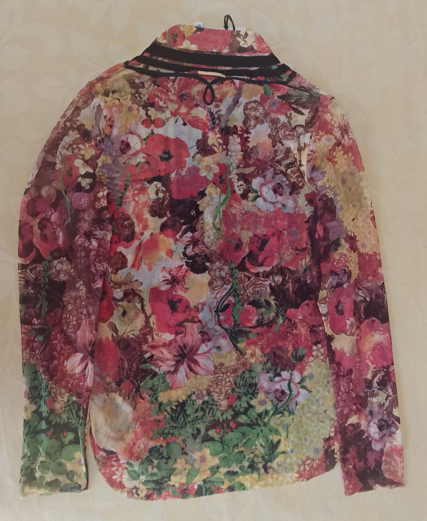 Jean Paul Gaultier 2000's- mesh flower knit top, with mandarin collar Size US M / EU 48-50 / 2 - 14 Thumbnail