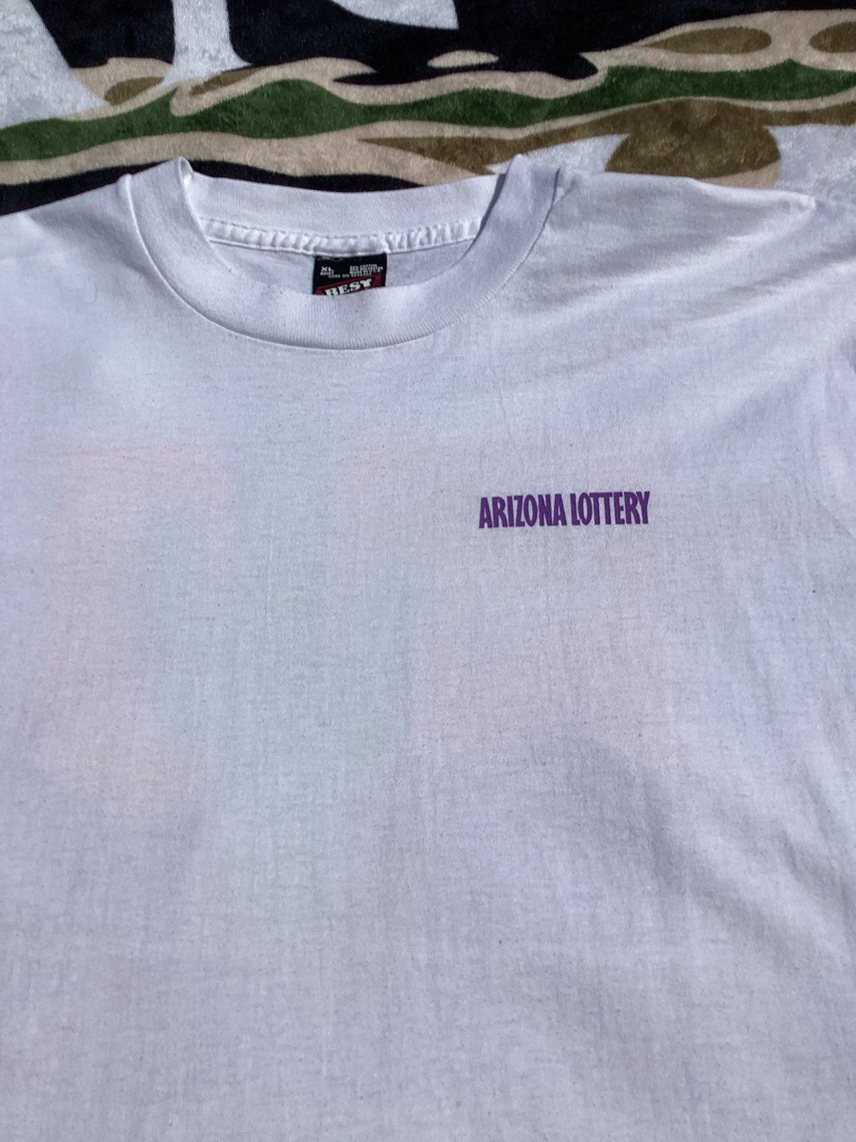 Fruit Of The Loom Vintage 90s Arizona lottery single stitch USA made T-shirt Size US XL / EU 56 / 4 - 4 Thumbnail