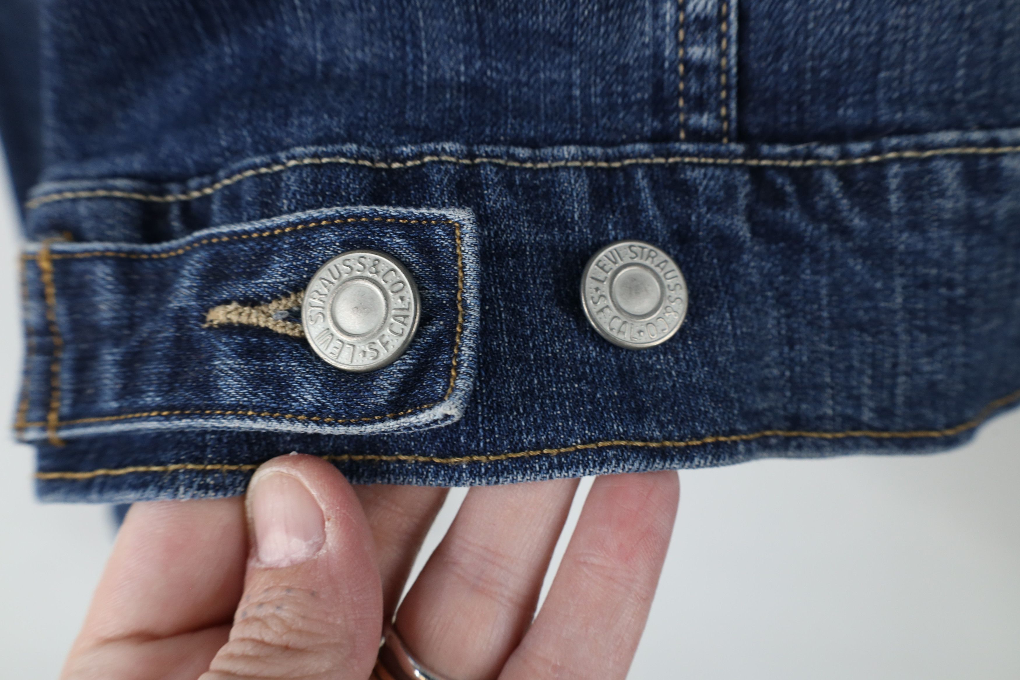 Levi's × Vintage Vintage Y2K Levis Stretch Denim Jean Trucker Jacket Blue Size L / US 10 / IT 46 - 12 Thumbnail