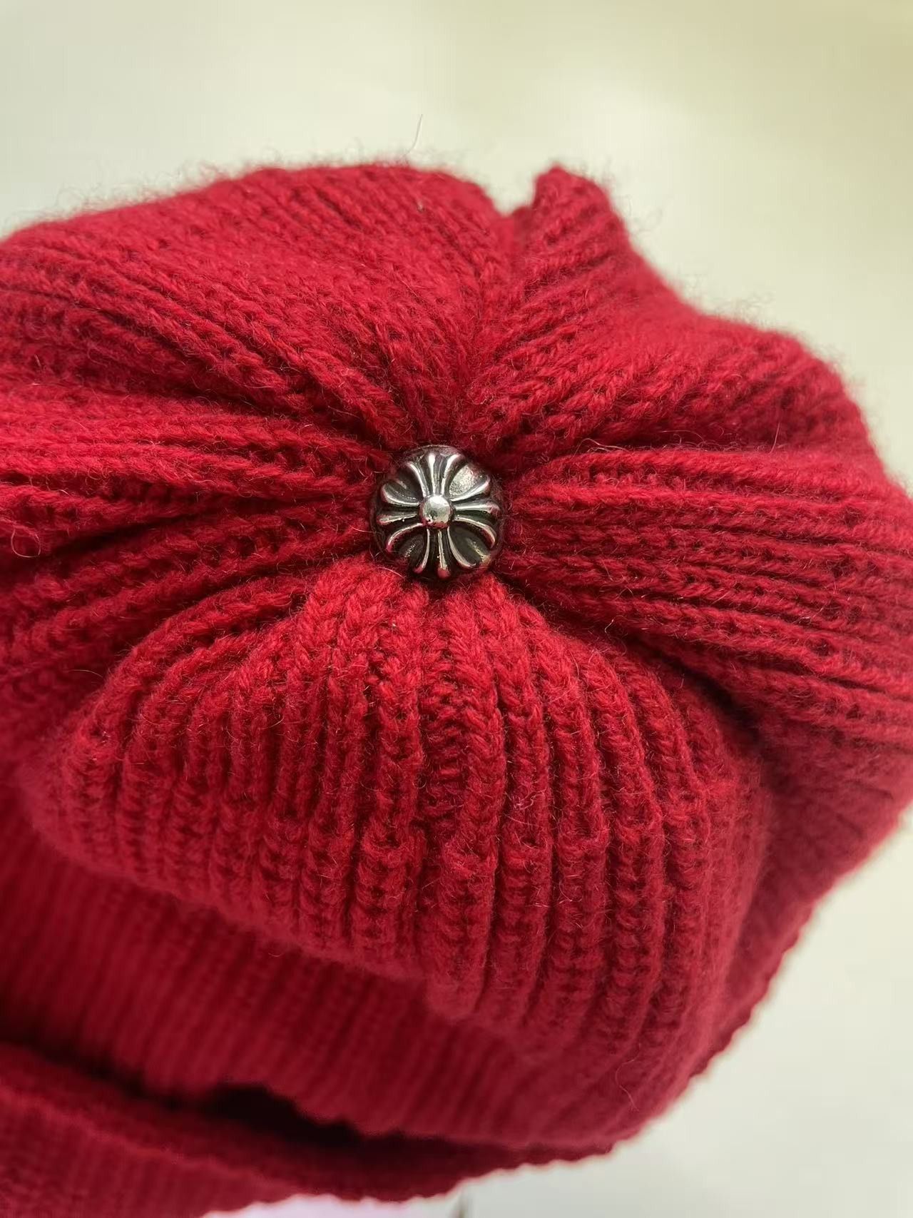 Chrome Hearts Chrome Hearts Red Cashmere Star Leather Patch Beanie Size ONE SIZE - 4 Thumbnail
