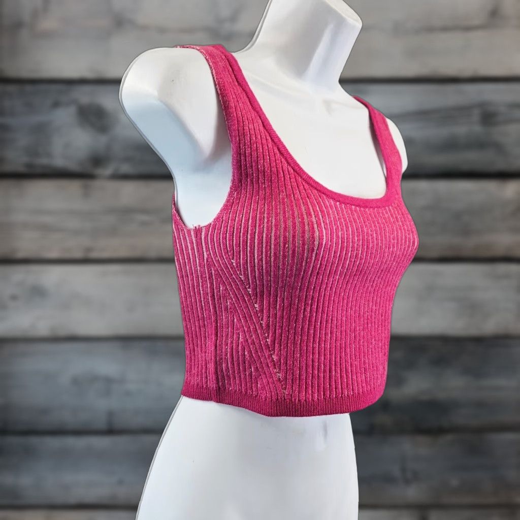 Vintage Wild Fable Tank Womens Knit Crop Top Sz S Pink Ribbed Scoop Neck Sleeveless Cropped Shirt Size S / US 4 / IT 40 - 1 Thumbnail