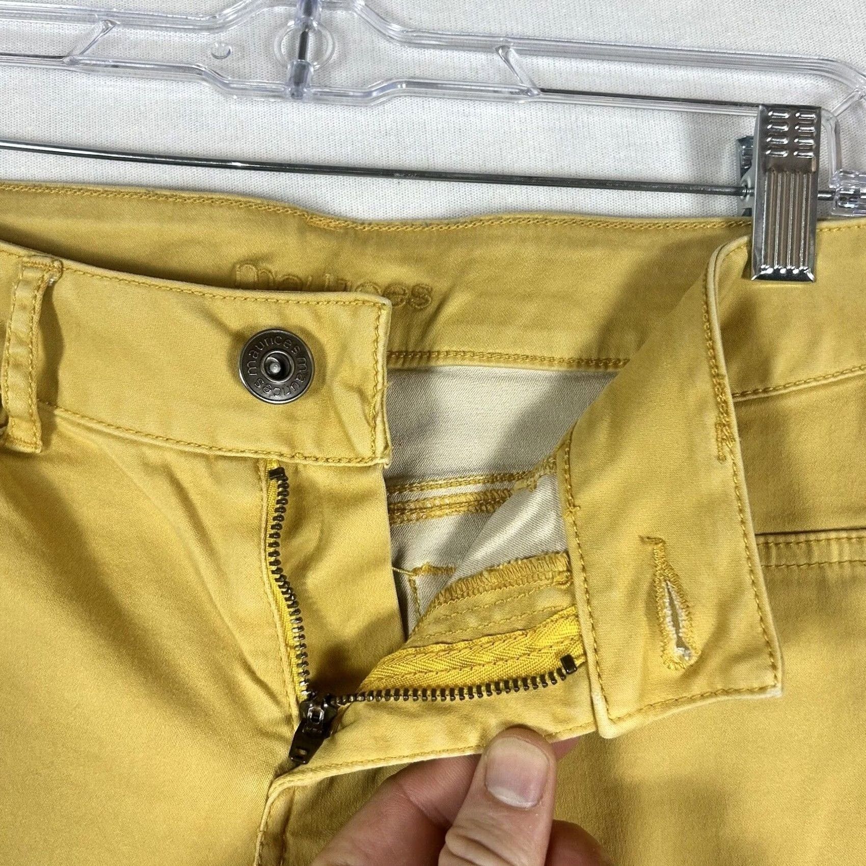 Vintage Maurices Skinny Pants Womens Size S Yellow Stretch Cotton Blend Pockets Size 38" / US 16 / IT 52 - 3 Thumbnail
