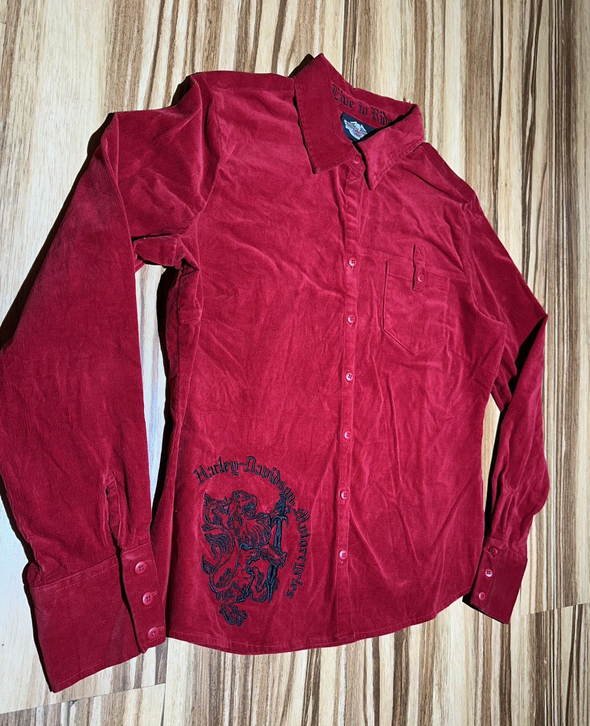 Harley Davidson Harley-Davidson Red Live To Ride Red Velour Point collar Size L / US 10 / IT 46 - 4 Thumbnail
