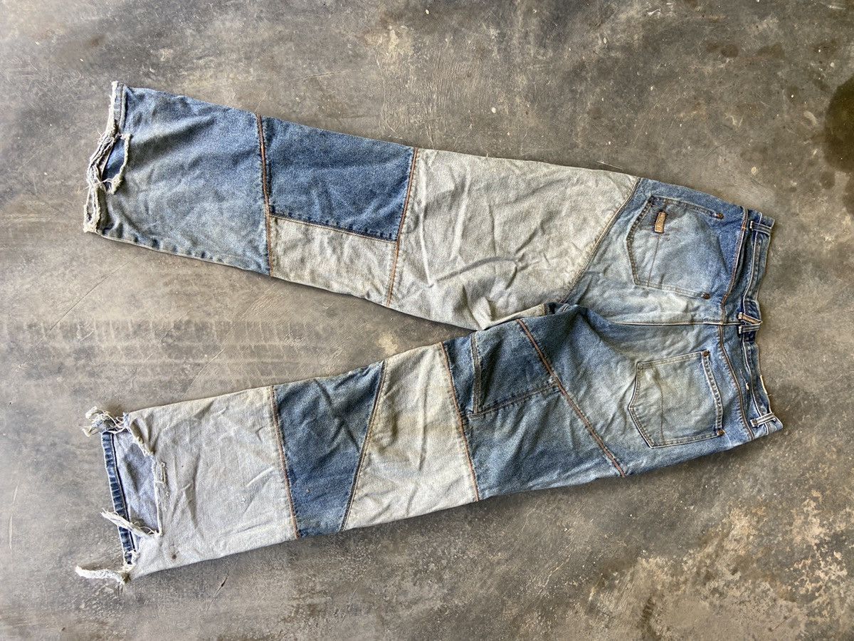 Hysteric Glamour × Japanese Brand Baggy Patchwork Denim Kapital Inspired Size US 35 - 14 Thumbnail