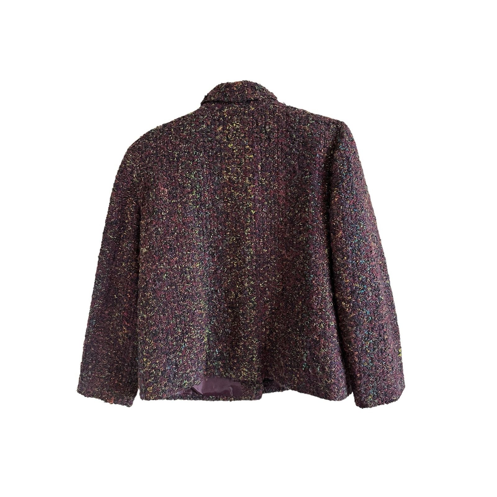 Other Studio Works Medium Purple Tweed Long Sleeve Button Up Coat Size M / US 6-8 / IT 42-44 - 8 Thumbnail