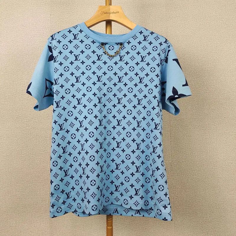 Louis Vuitton Louis Vuitton Blue Cotton Women's T-Shirt 0089 Size XS / US 0-2 / IT 36-38 - 1 Thumbnail