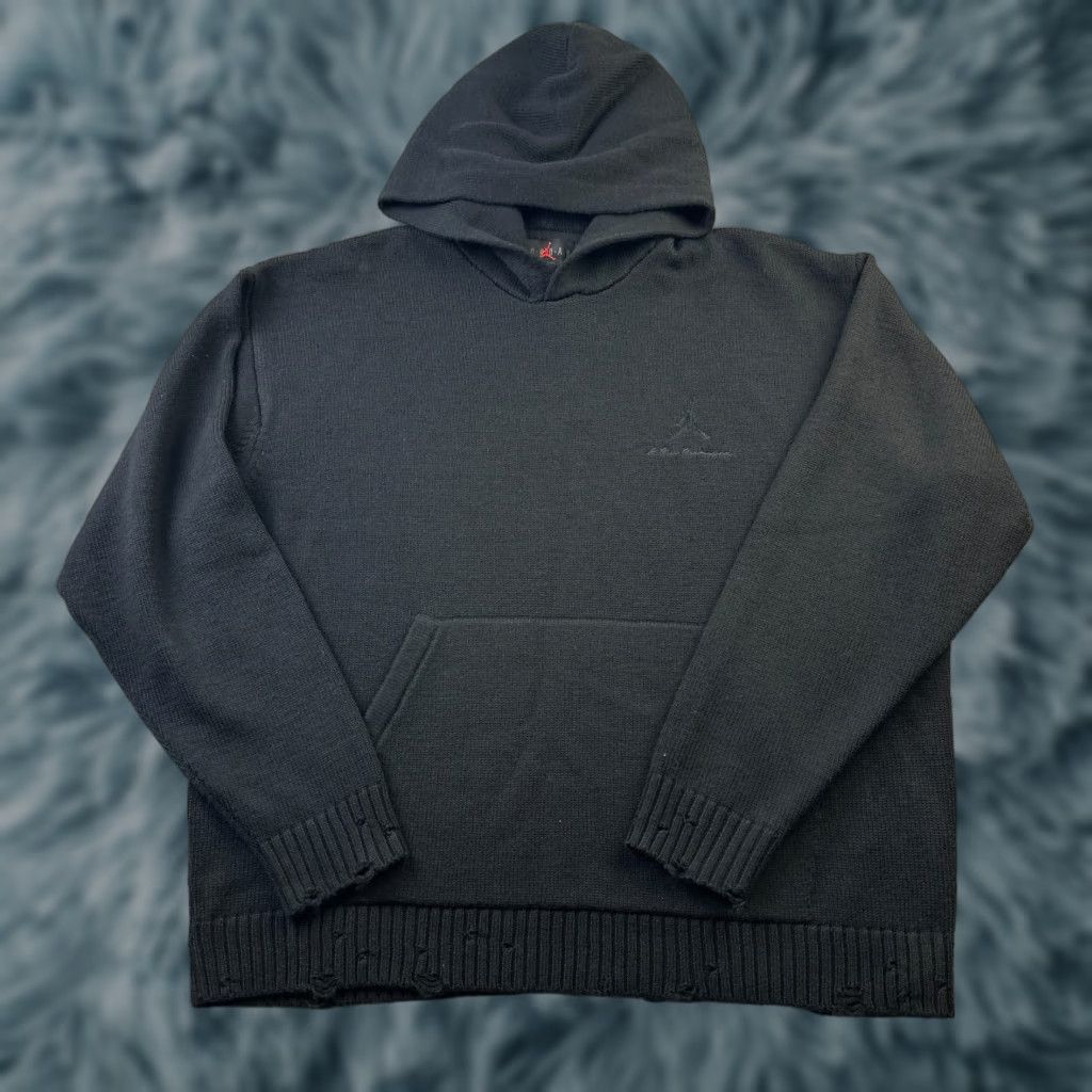 Jordan Brand Jordan A Ma Maniere Hoodie Mens XL Black Wool Knit Distressed Logo Zip Crew Neck Pullover Hooded Regular Vintage: No Size US XL / EU 56 / 4 - 1 Thumbnail