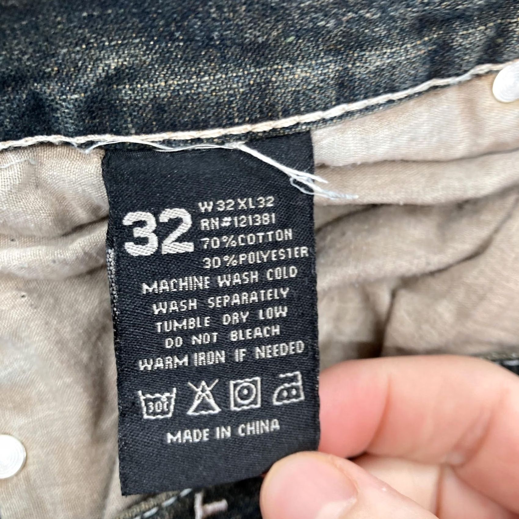Express VINTAGE Brooklyn Xpress Jeans Mens 32x32 Denim Straight Dark Wash Gray Black 70/30 Cotton Polyester Zipper Size US 32 / EU 48 - 5 Thumbnail