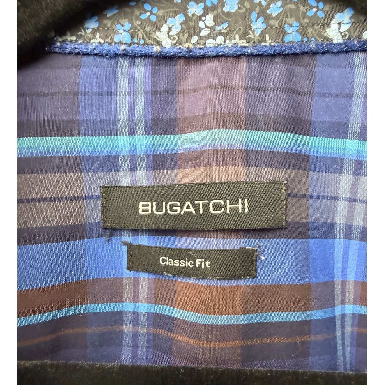 BUGATCHI Bugatchi Plaid Button Front Shirt Blue Brown Gray Men’s L Size US L / EU 52-54 / 3 - 7 Thumbnail