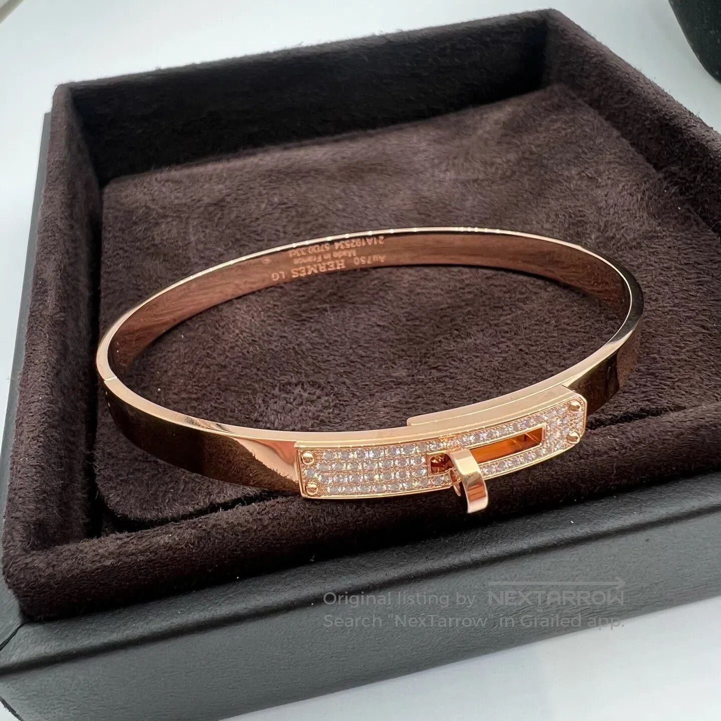 Hermes Hermes Kelly Rose Gold Diamond-Inlaid Bracelet Size ONE SIZE - 1 Thumbnail