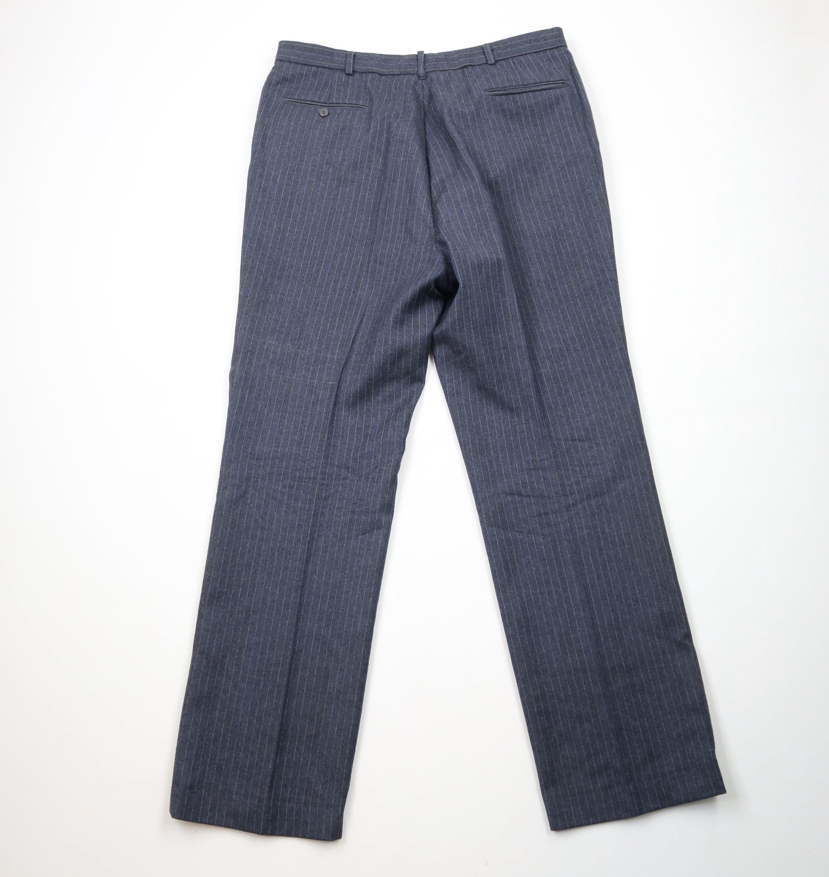 Vintage Vintage 70s Streetwear Wool Pinstriped Wide Leg Chino Pants Size US 36 / EU 52 - 8 Thumbnail