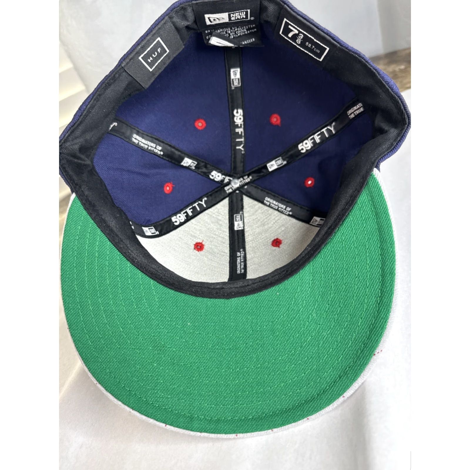 New Era HUF New Era Fitted Baseball Cap Hat 7 3/8 Blue & Gray Men Blue & Gray 7 3/8 Hat Cap Fitted Baseball Size ONE SIZE - 7 Thumbnail