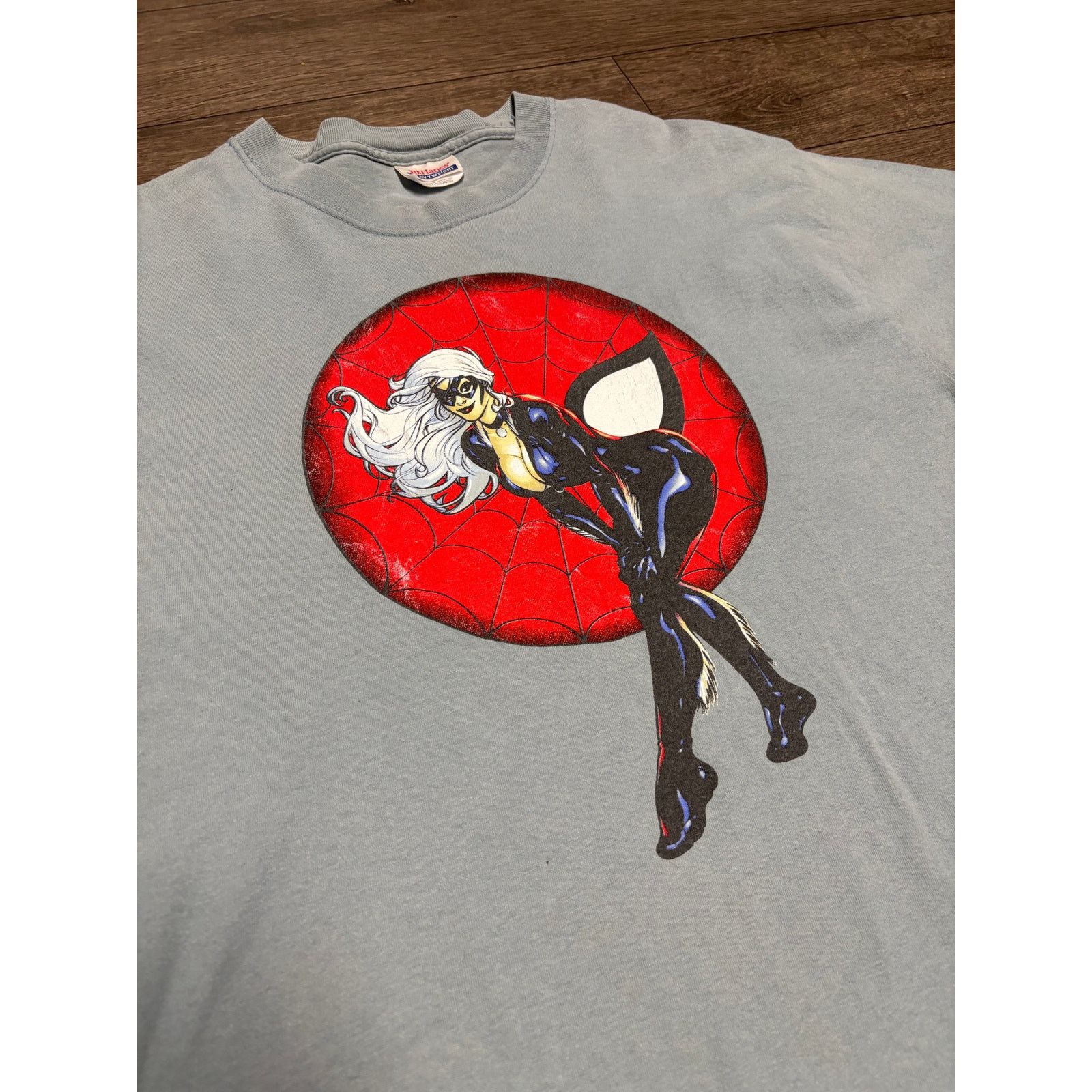 Hanes × Marvel Comics × Vintage Vintage Spiderman Black Cat Hanes Blue Tee Sz L Size US L / EU 52-54 / 3 - 2 Thumbnail
