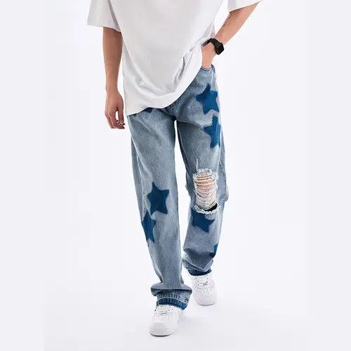 Jean Blue STARS Distressed Jeans Size US 30 / EU 46 - 6 Thumbnail