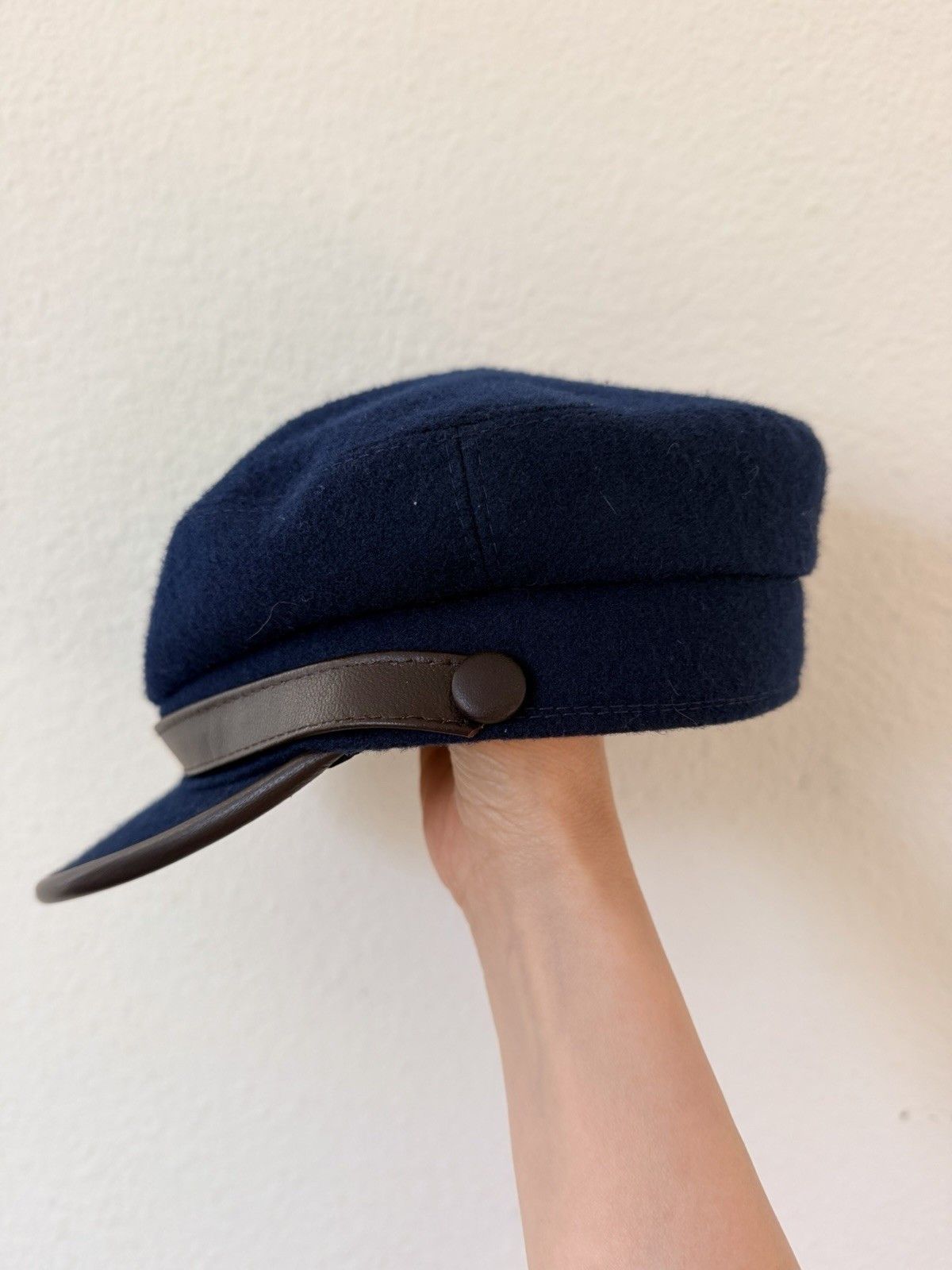 Other Sterkowski Wool Newsboy Cap Navy Blue Baker Boy Hat EUC Size ONE SIZE - 3 Thumbnail