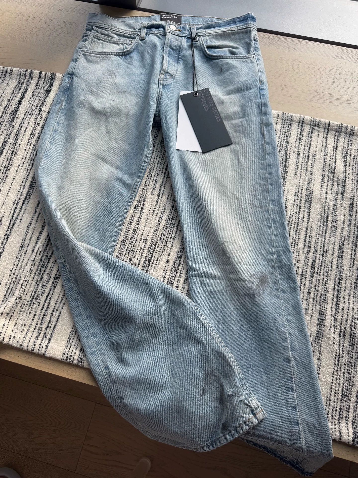 Enfants Riches Deprimes ERD 25SS Washed Distressed Splatter Blue Jeans Size US 31 - 1 Thumbnail