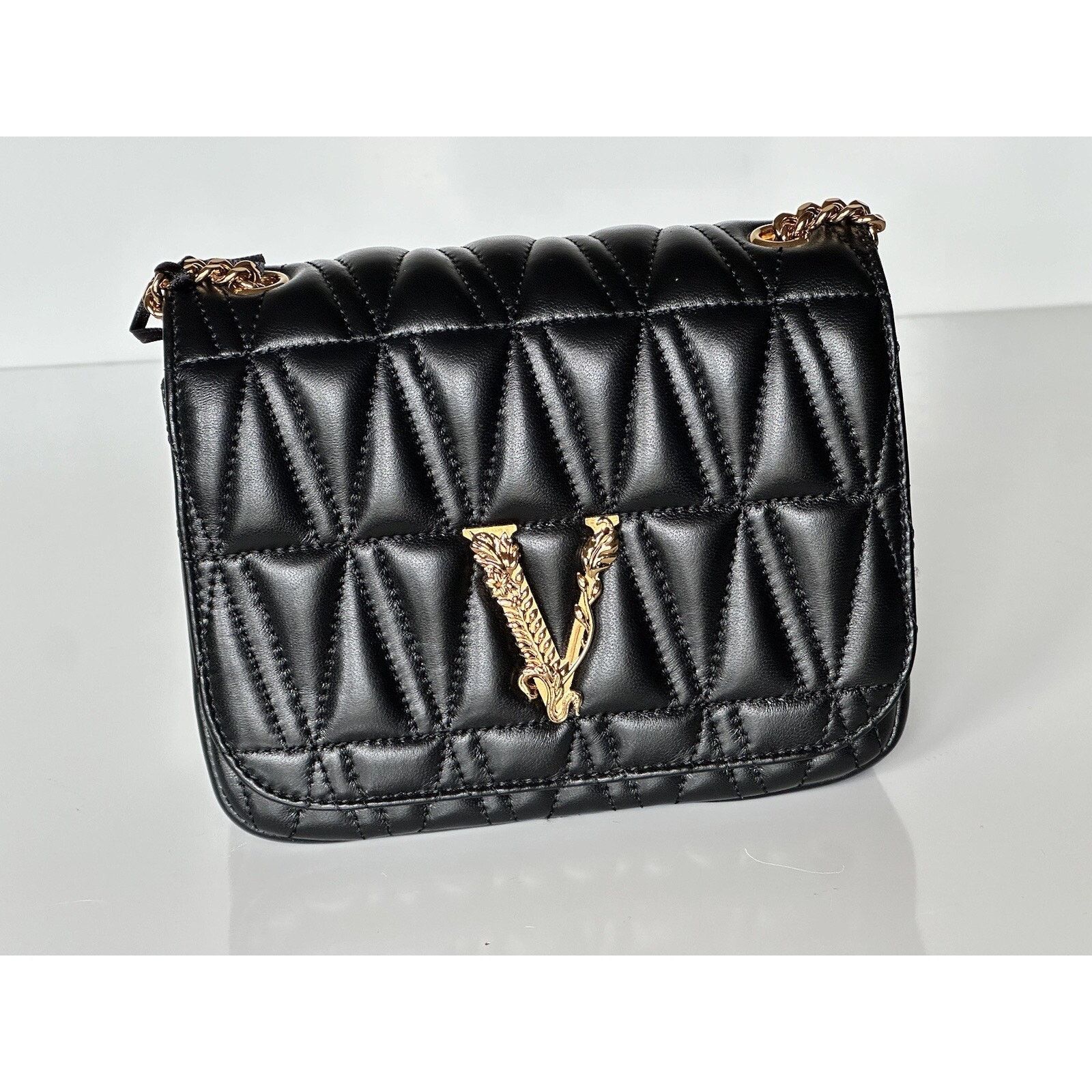 Versace Versace Virtus Quilted Leather Black Crossbody Bag DBFH821 Size ONE SIZE - 3 Thumbnail