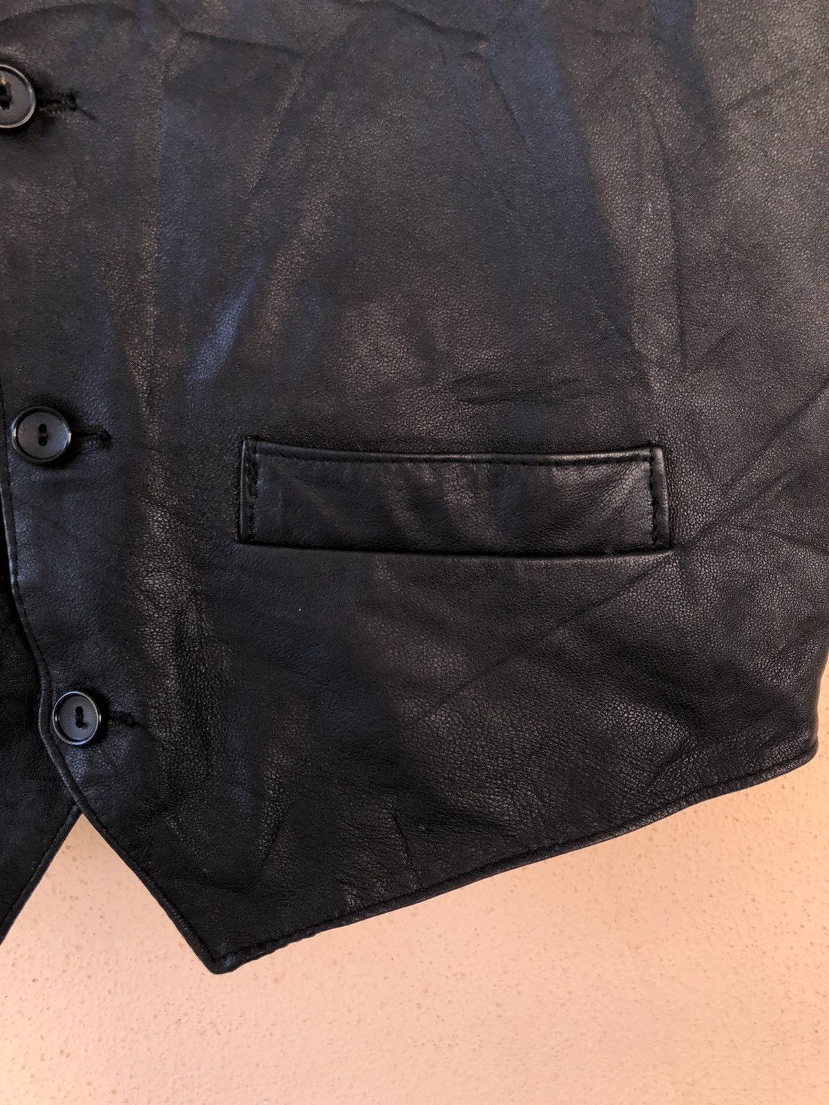 Genuine Leather × Vintage Vintage Black Leather Vest Size US L / EU 52-54 / 3 - 7 Thumbnail