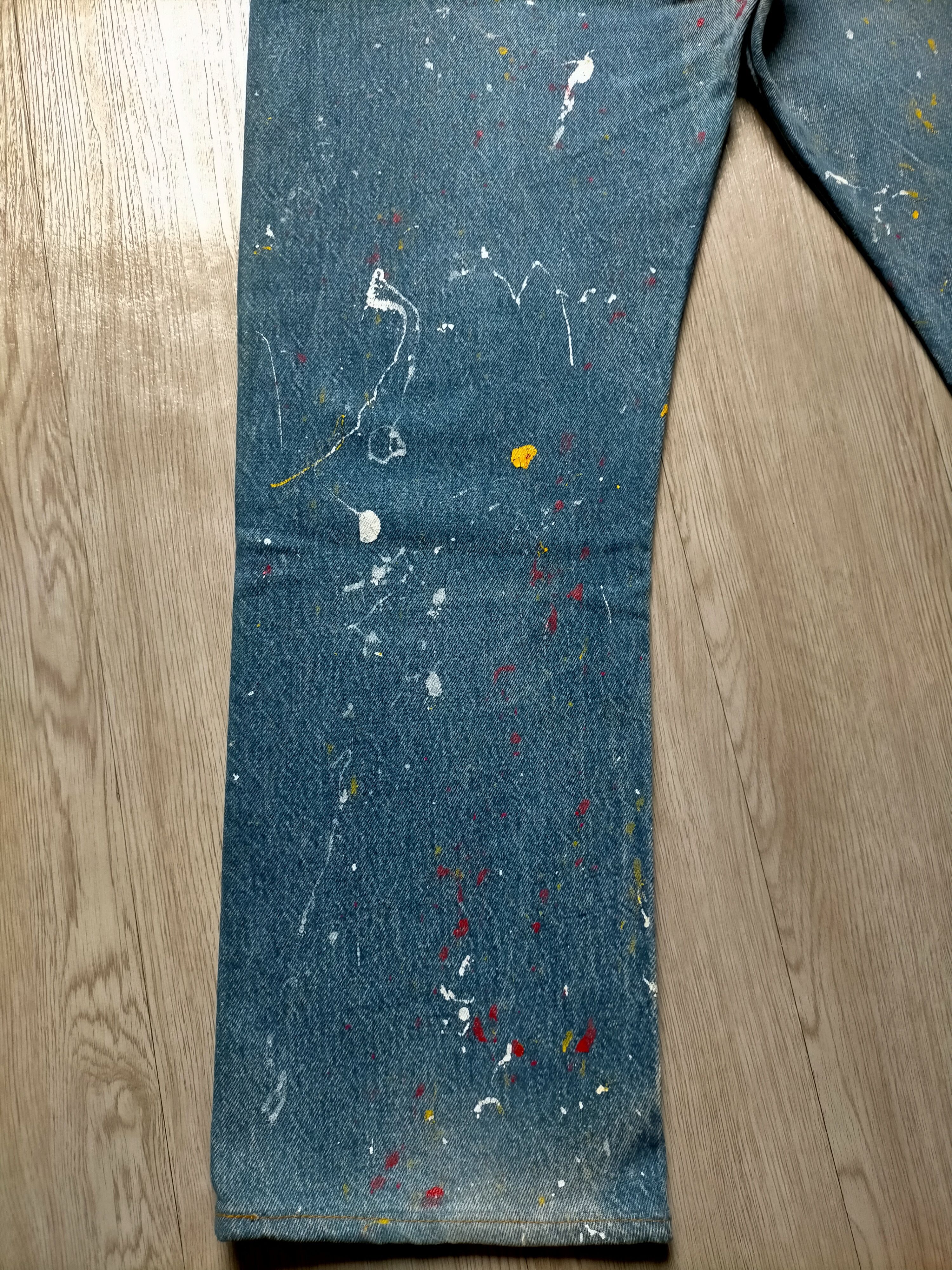 Levi's Vintage 80s Levis 501 usa Painted Denim Jeans Size US 33 - 12 Thumbnail