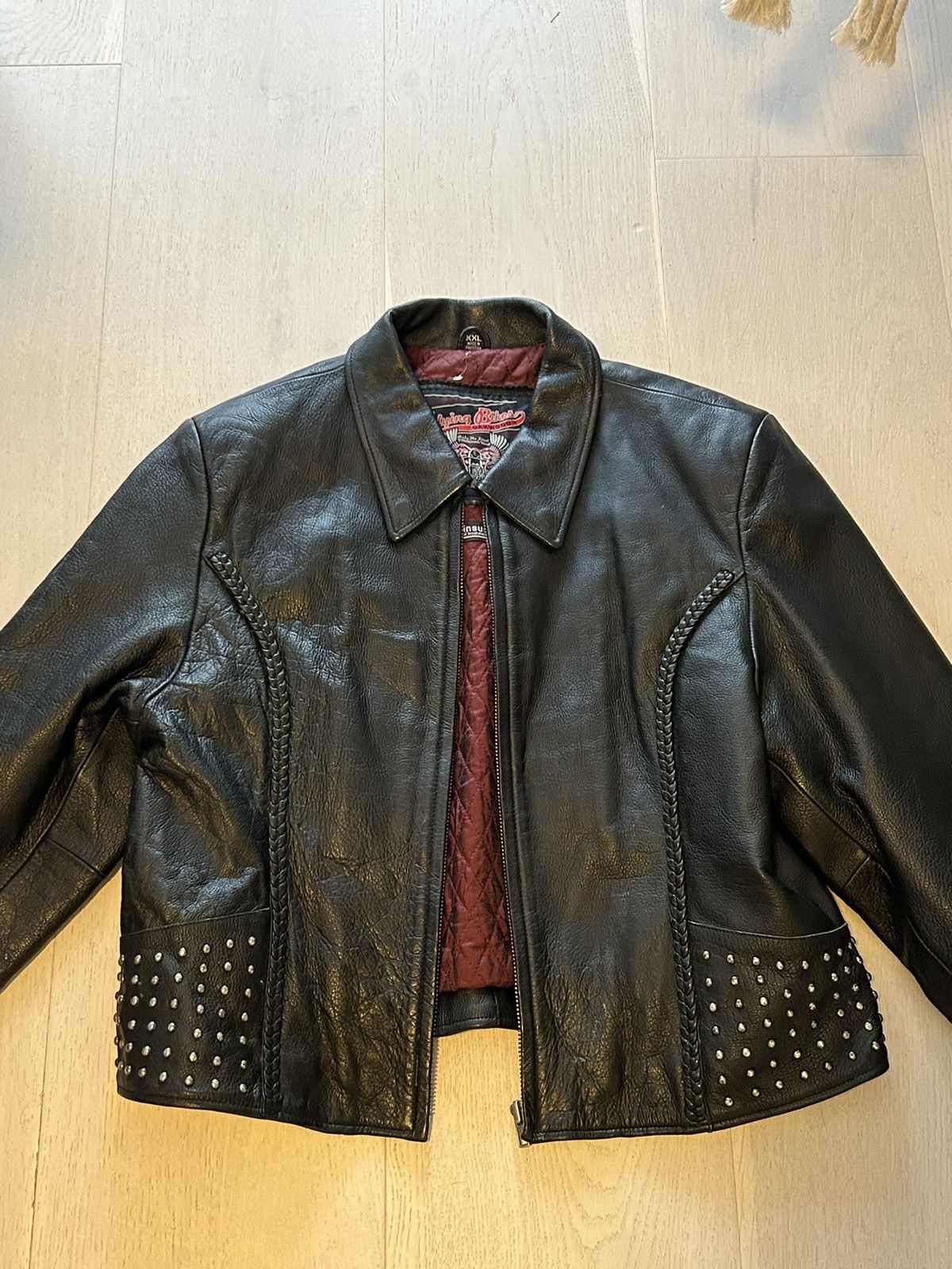 image of Vintage Leather Jacket in Black, Women's (Size 2XL)