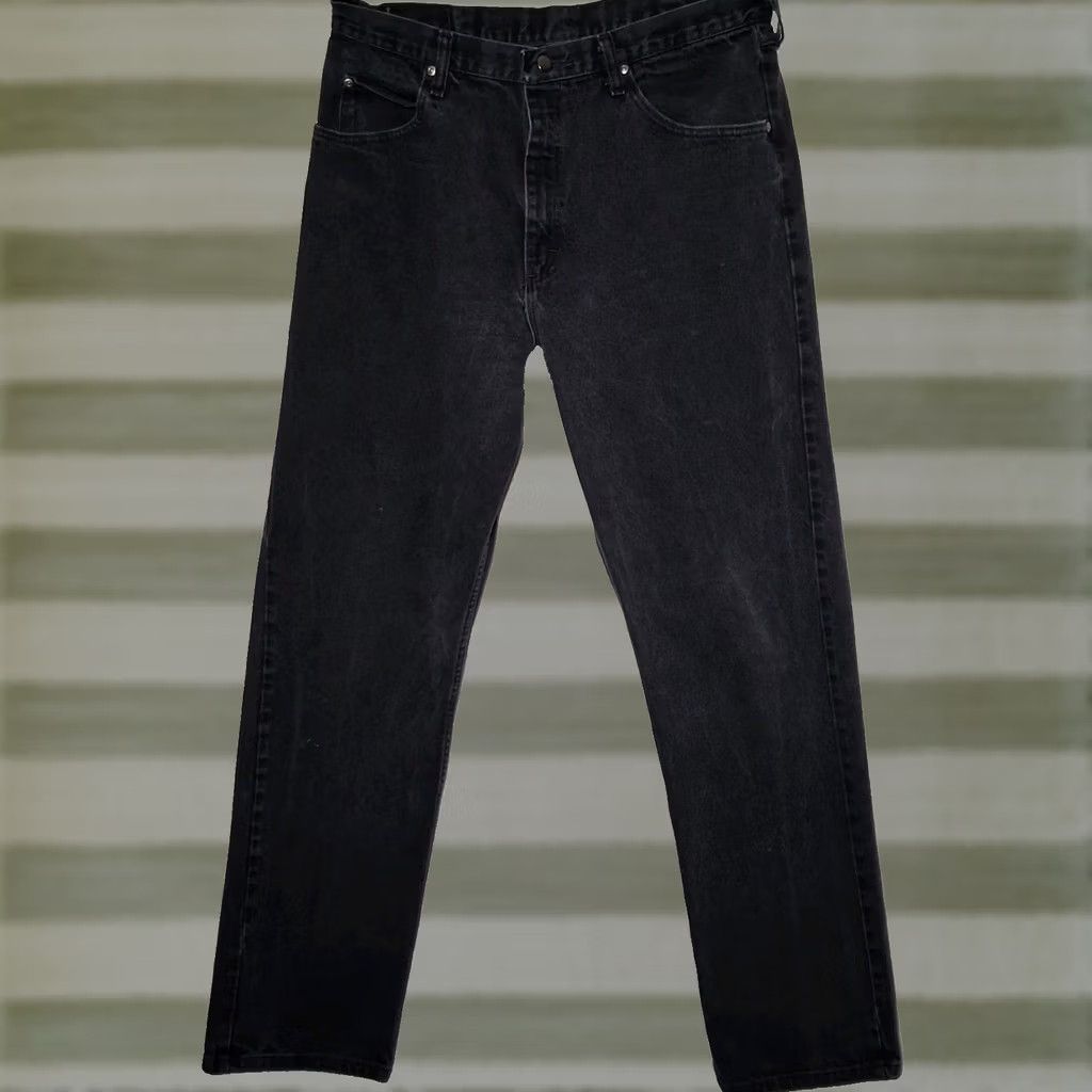 Wrangler Wrangler Jeans Men 35x33.5 Relaxed Fit Black Denim Work Pants 976T1CB Size US 35 - 1 Thumbnail