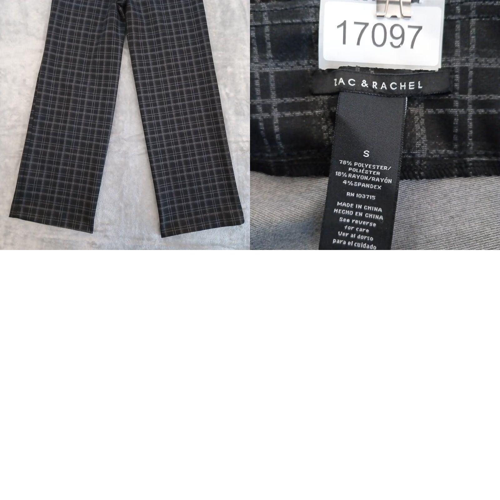 Vintage Zac & Rachel Pants Womens Small Gray Black Plaid Wide-Leg Pull On 30x29.5] Size 28" / US 6 / IT 42 - 8 Thumbnail